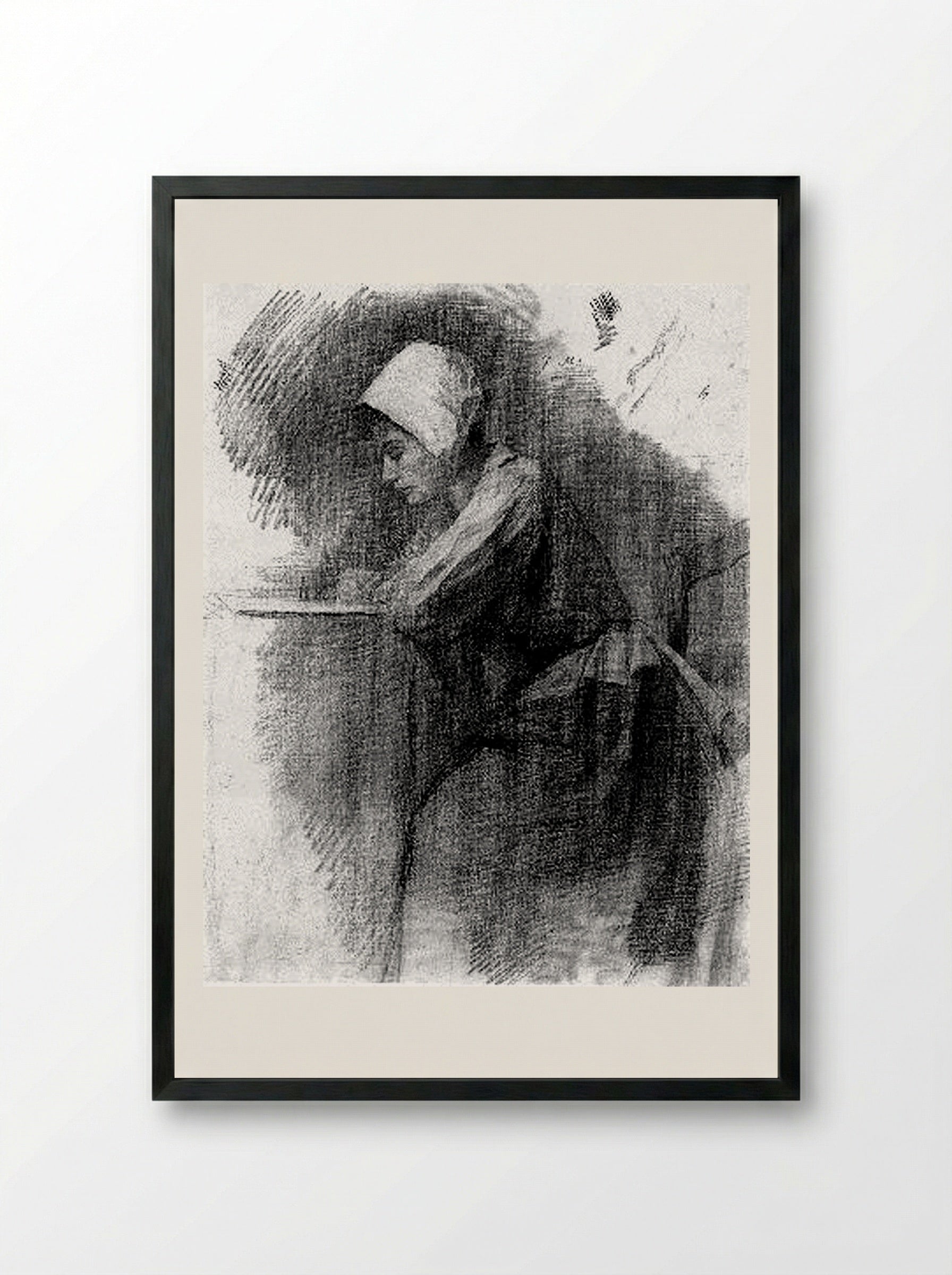 Girl Writing (Study) - Vincent van Gogh - Framed Print Black