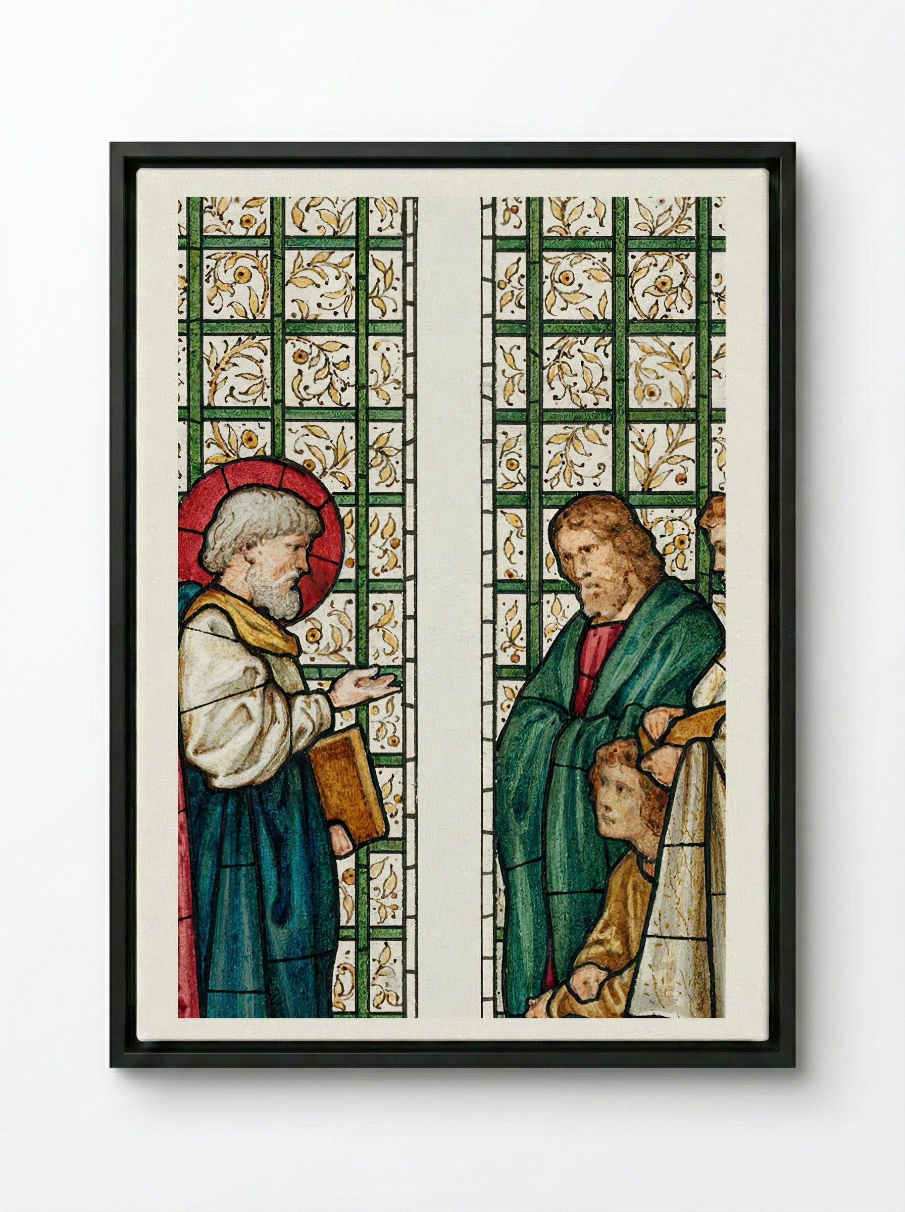 Design for Stained Glass Window, St. Paul's Church, Boston, MA - Edward Burne-Jones - Framed Canvas Black