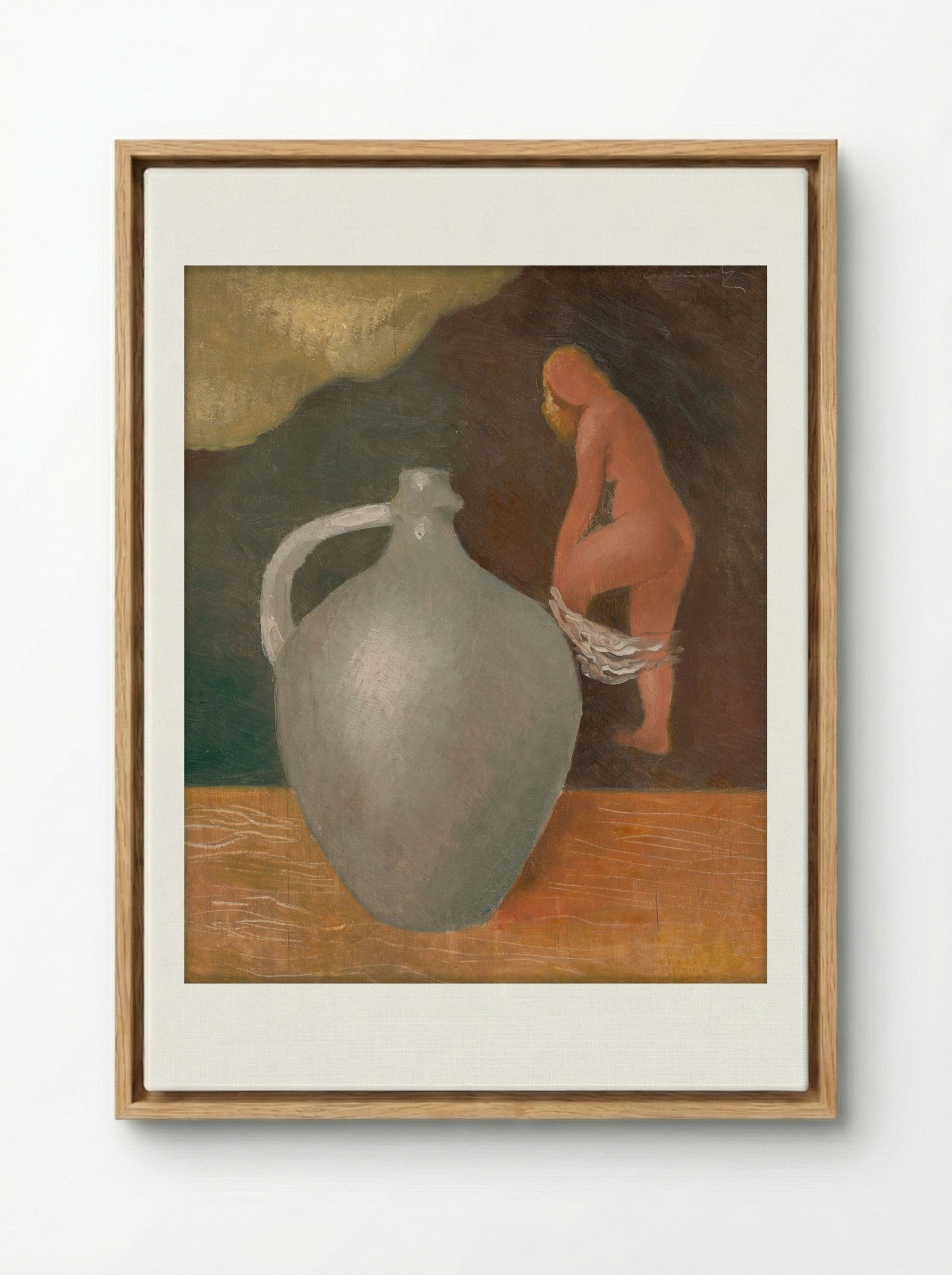 Woman with Jar - Mikuláš Galanda - Framed Canvas Wood