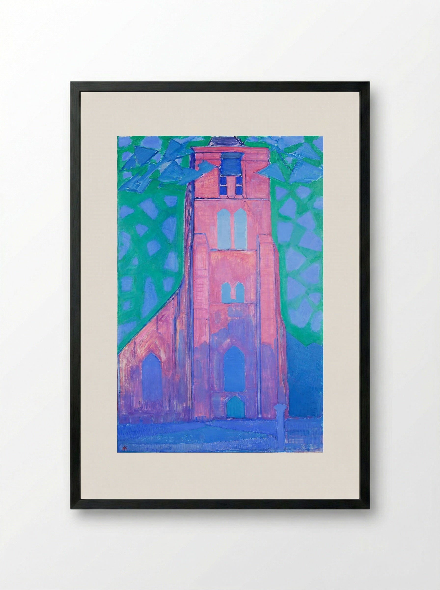 Church Tower at Domburg - Piet Mondrian - Framed Print Black