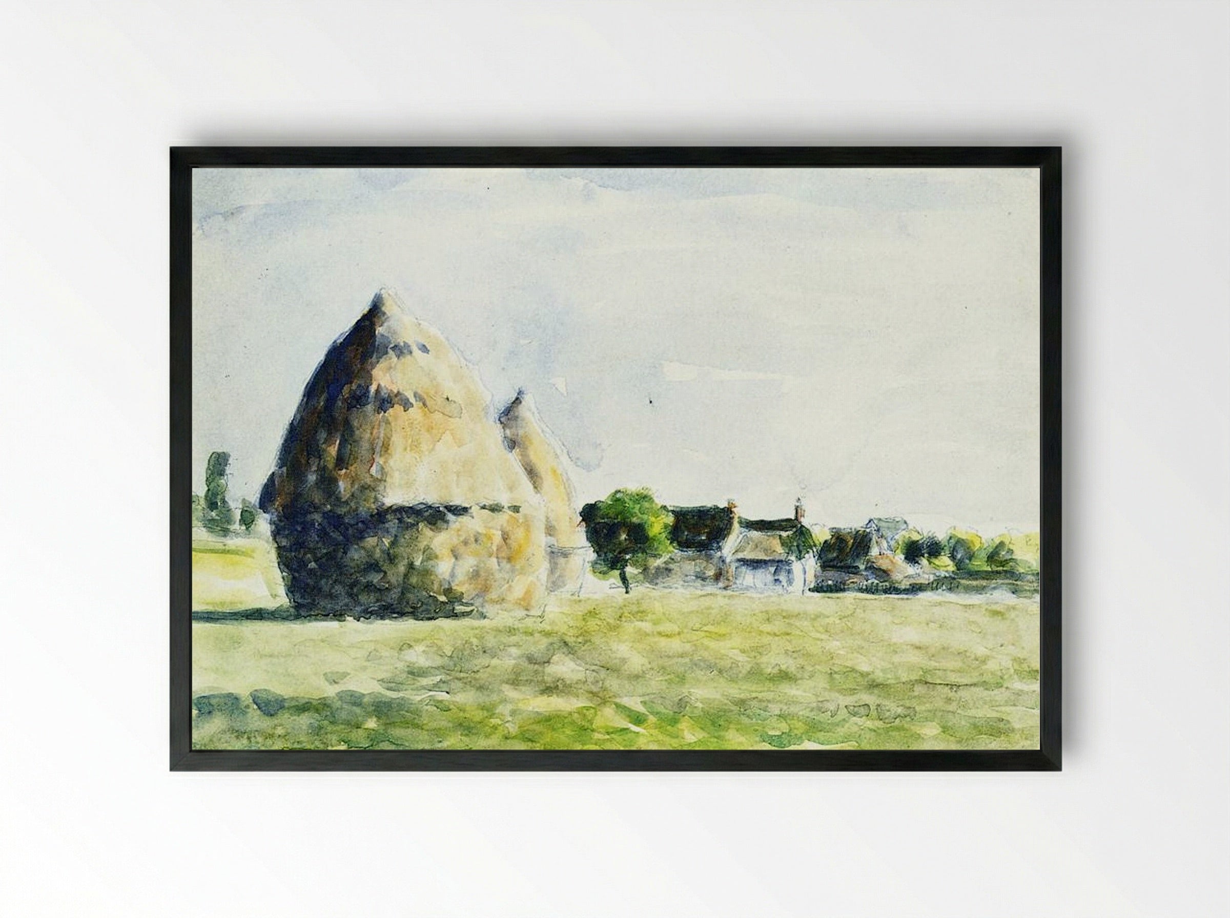 Haystacks, Eragny - Camille Pissarro - Framed Print Black