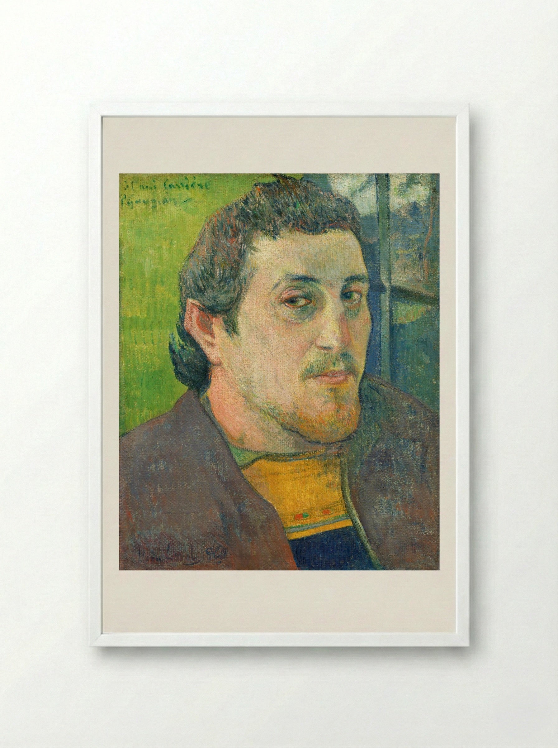 Self-Portrait Dedicated to Carrière - Paul Gauguin - Framed Print White