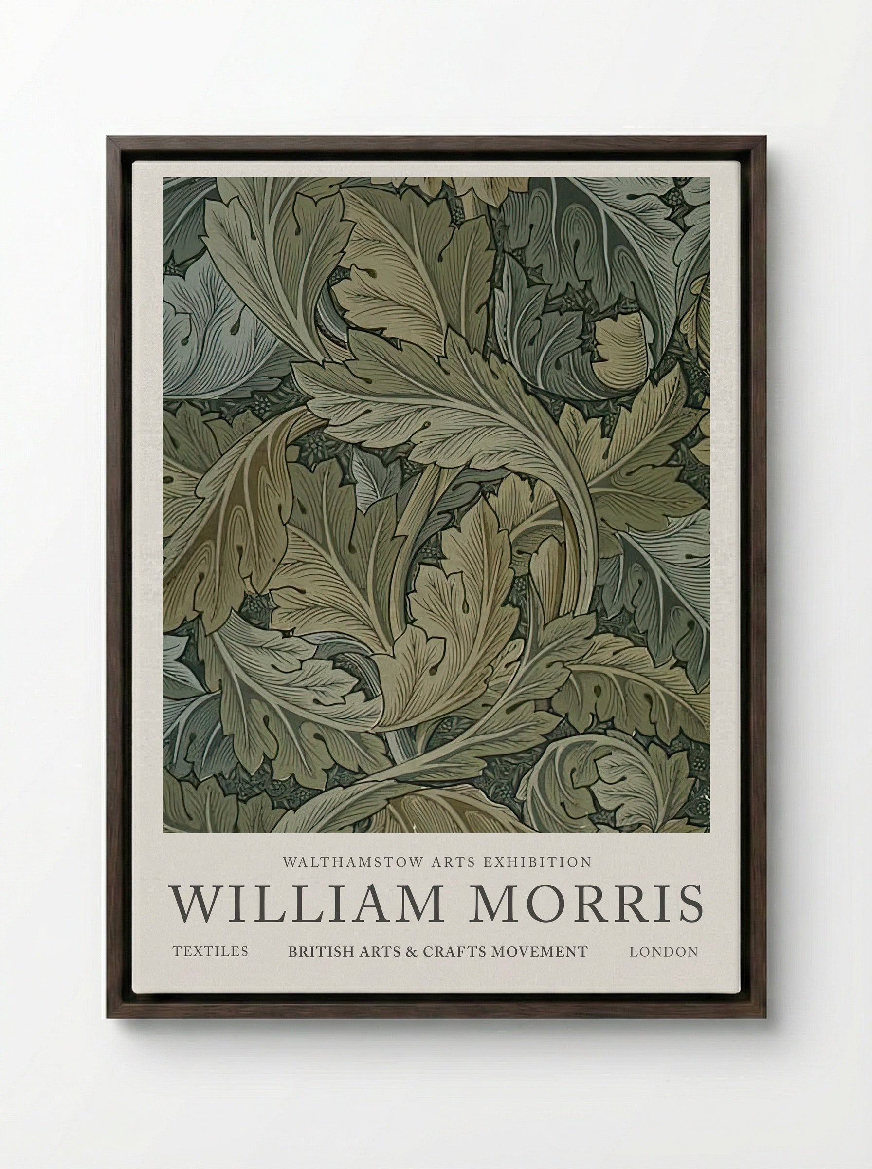 Acanthus - William Morris - Framed Canvas Dark Wood