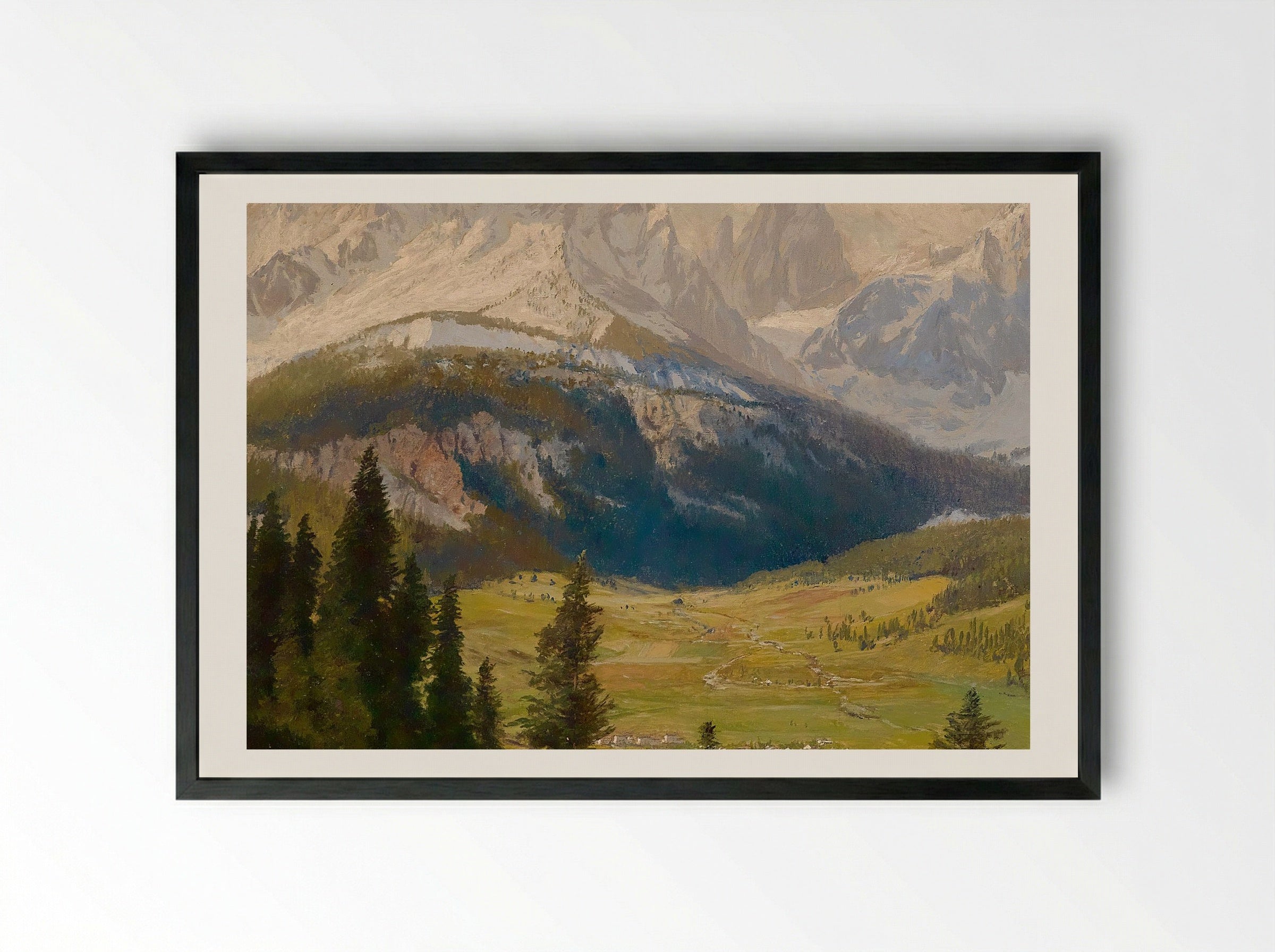 Sexten Village, Sexten Sundial, Sexten Dolomites, and the Fischleital Valley - Karl Köck - Framed Print Black