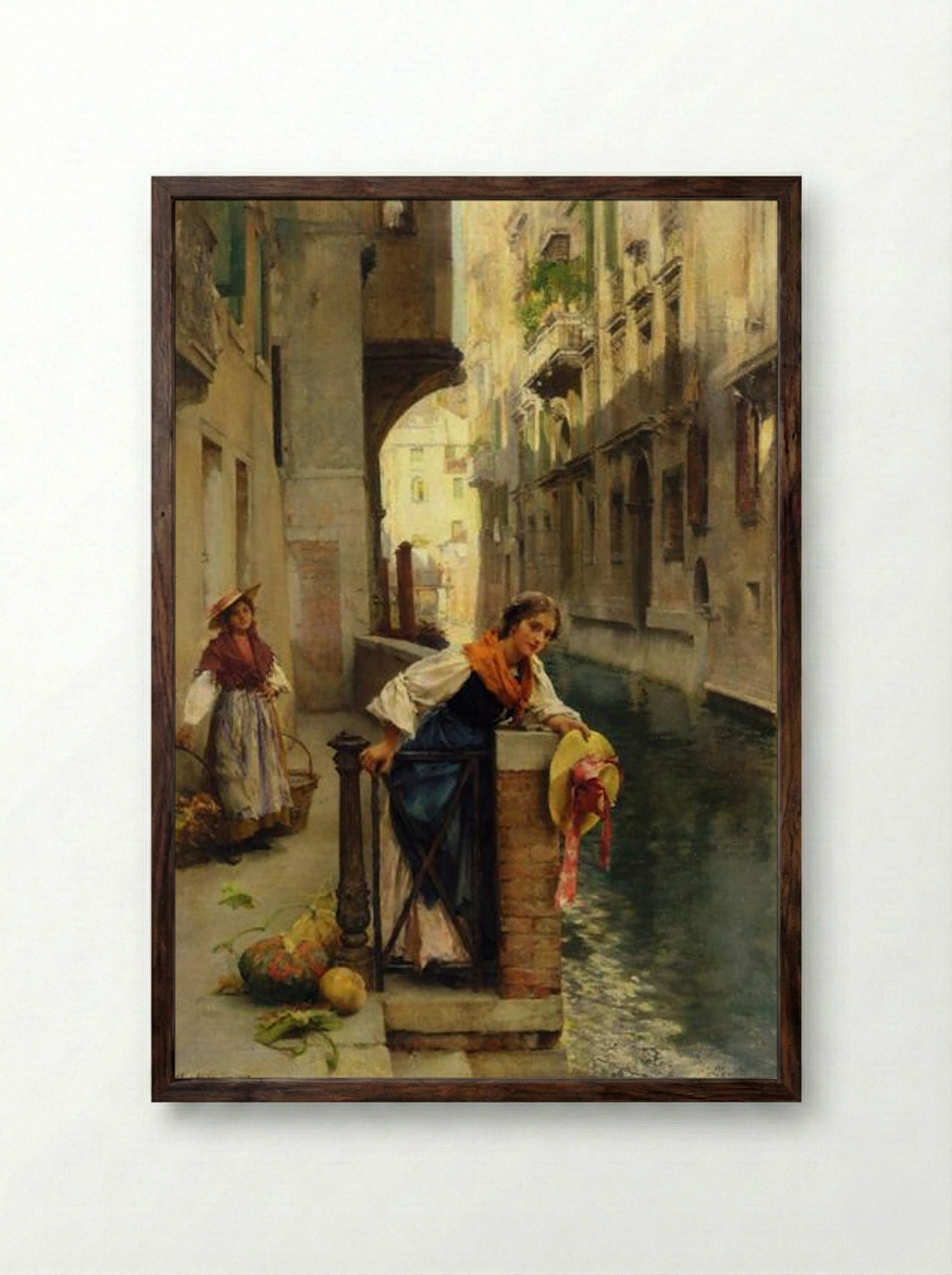 Fruit Sellers from the Islands, Venice - David Roberts - Framed Print Dark Wood