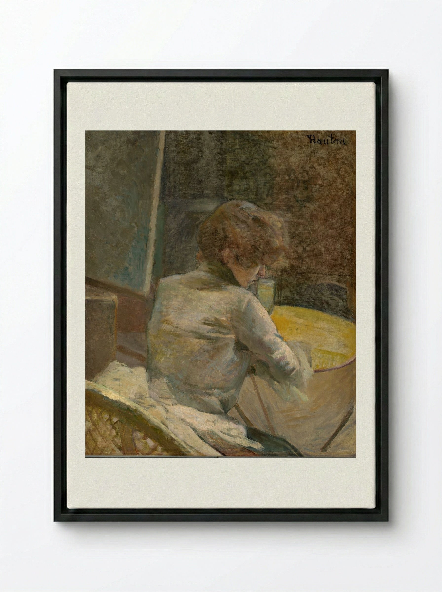 Waiting - Henri de Toulouse-Lautrec - Framed Canvas Black