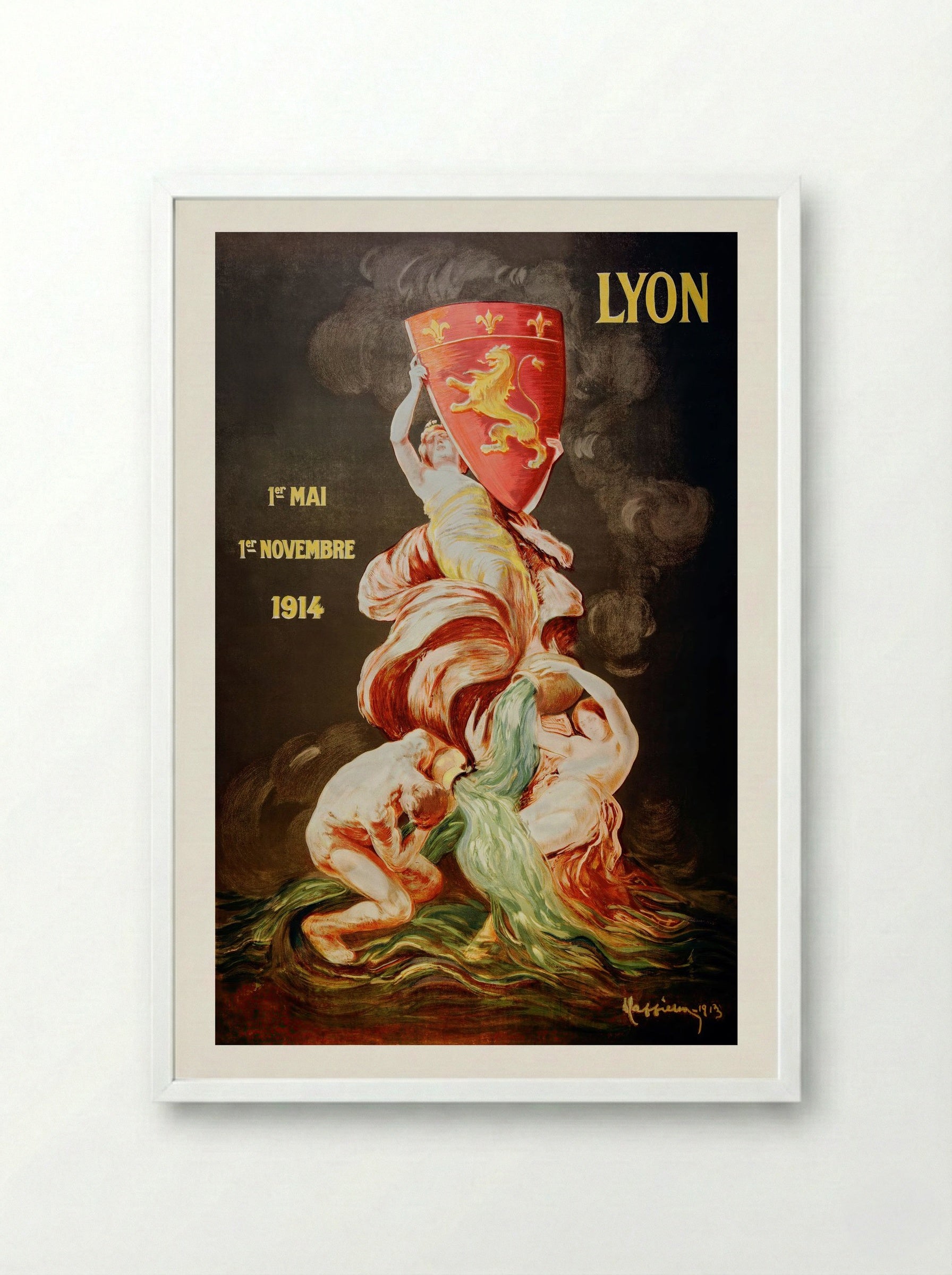 Lyon International Exhibition, 1914 - Leonetto Cappiello - Framed Print White