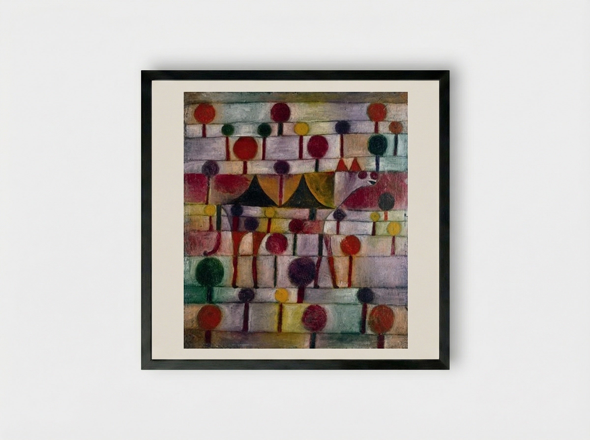 Camel in Rhythmic Tree-Filled Region - Paul Klee - Framed Print Black