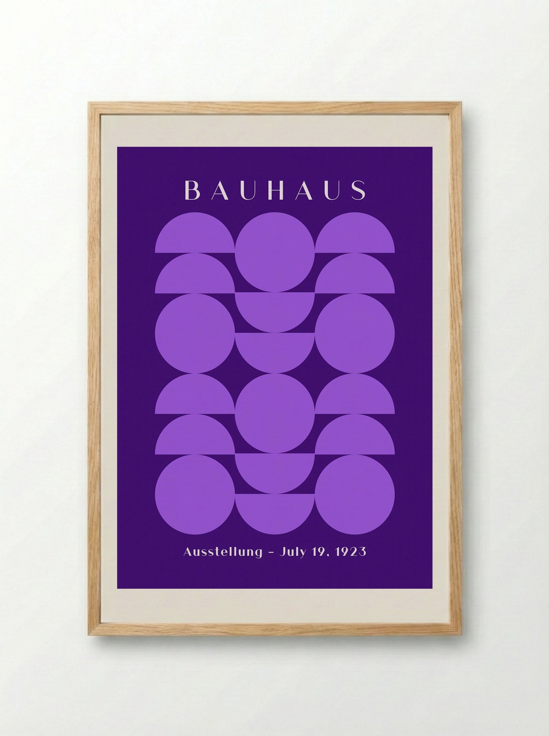 Bauhaus Symmetry in Violet - Geometric Poster - Framed Print Wood