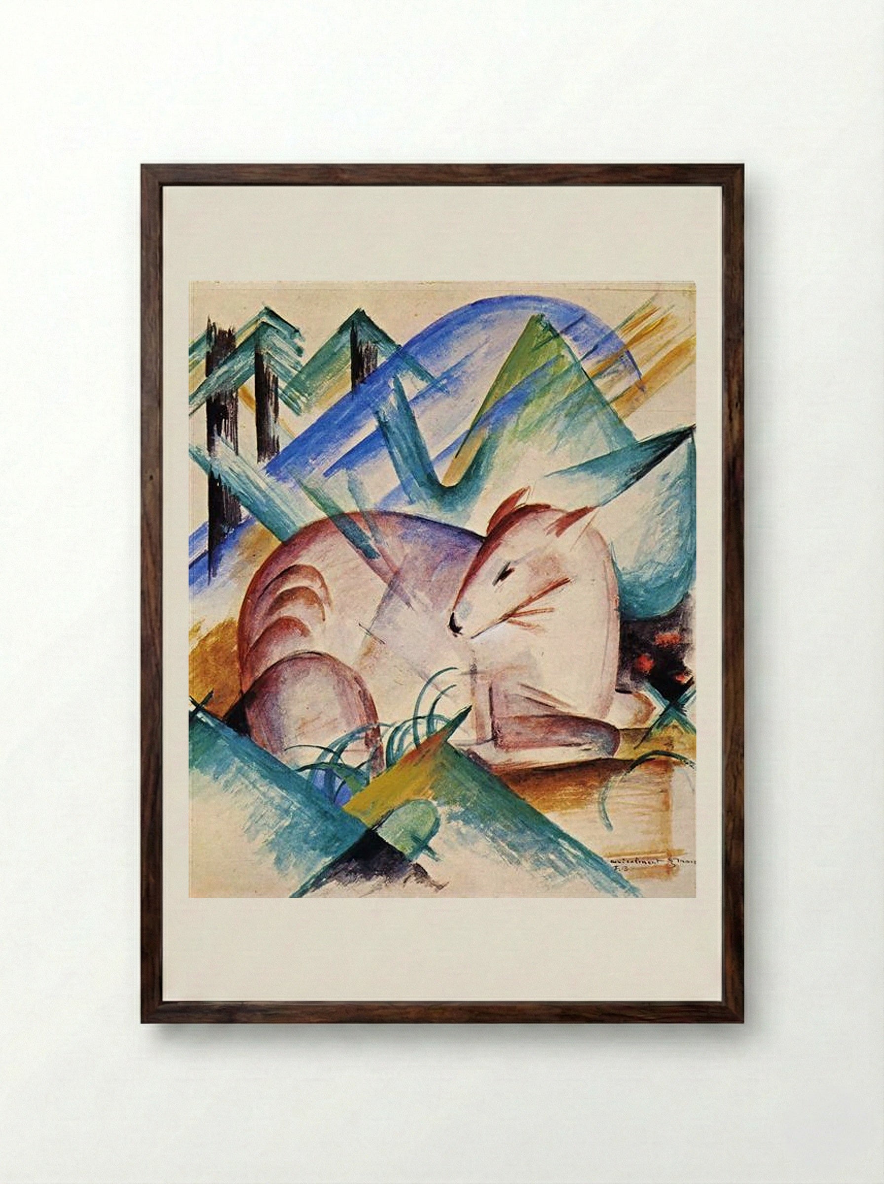 Red Deer - Franz Marc - Framed Print Dark Wood