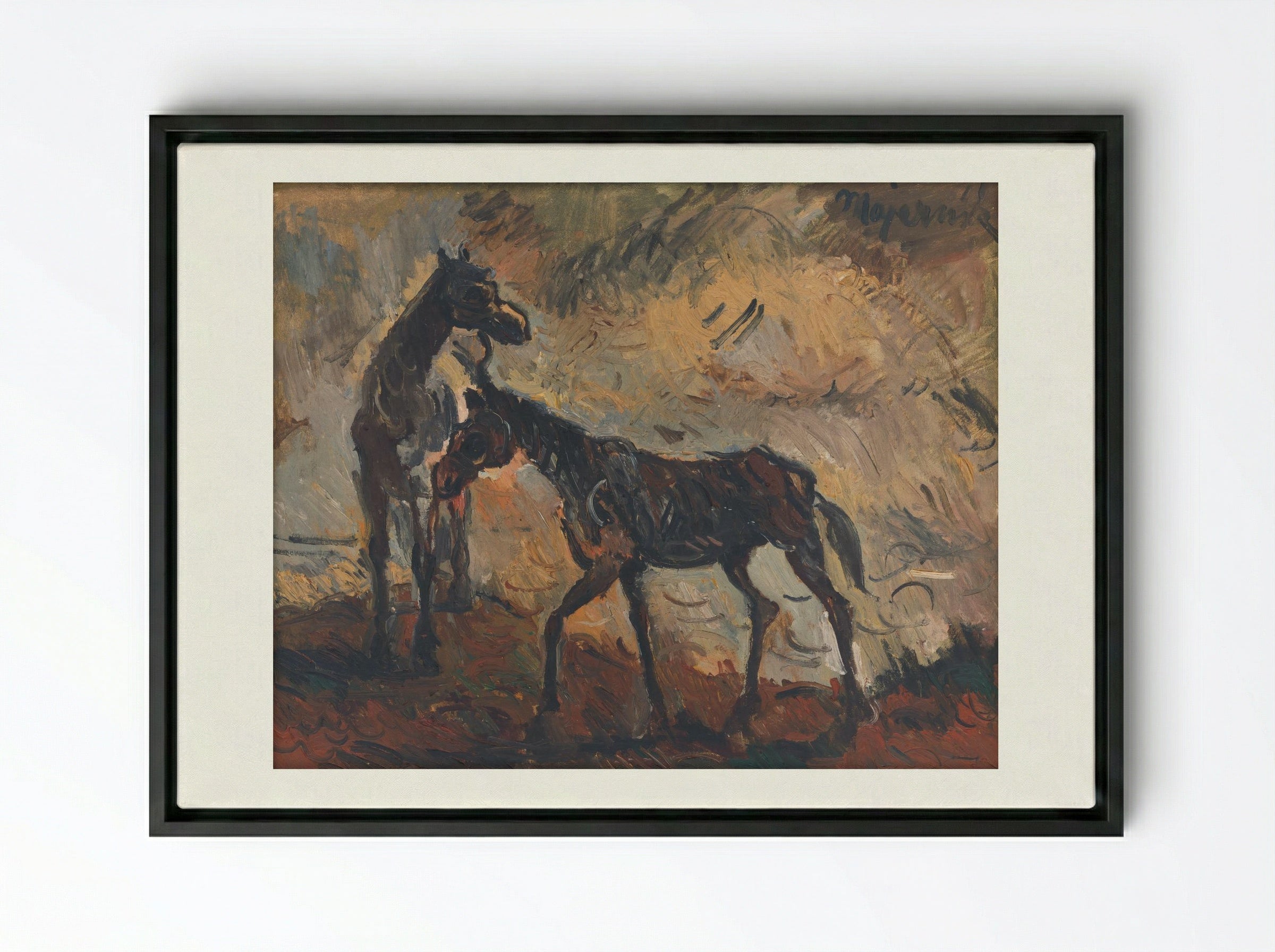 Runaway Horses - Cyprián Majerník - Framed Canvas Black