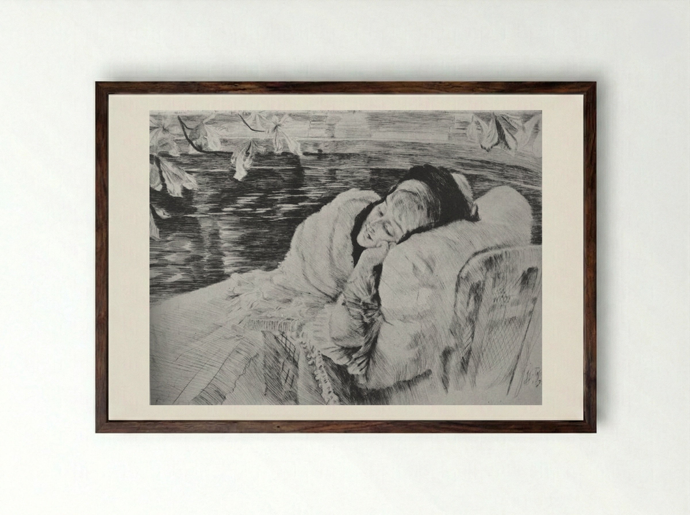 Convalescence - James Tissot - Framed Print Dark Wood