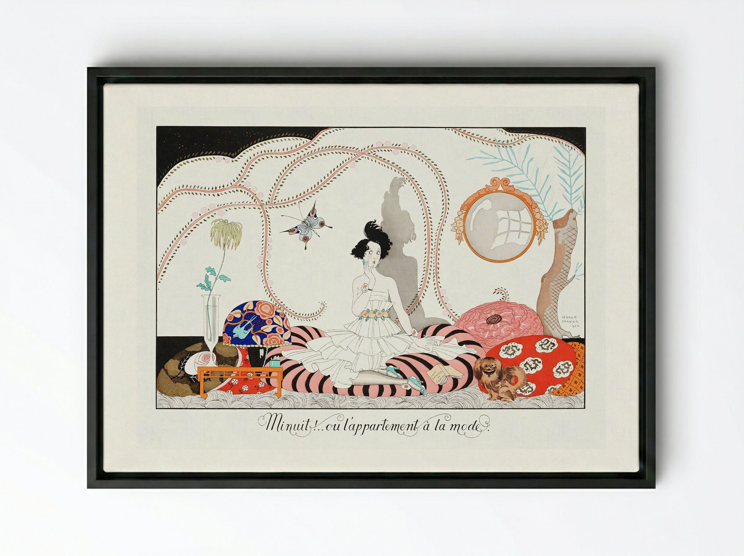Minuit!...ou l'appartement a la mode. Plate no. 7 - George Barbier - Framed Canvas Black