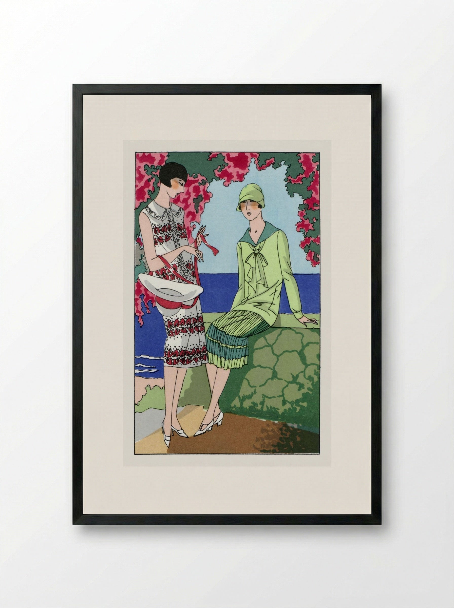 Two Women in Summer Dresses - Martial et Armand and Lucien Lelong - Framed Print Black