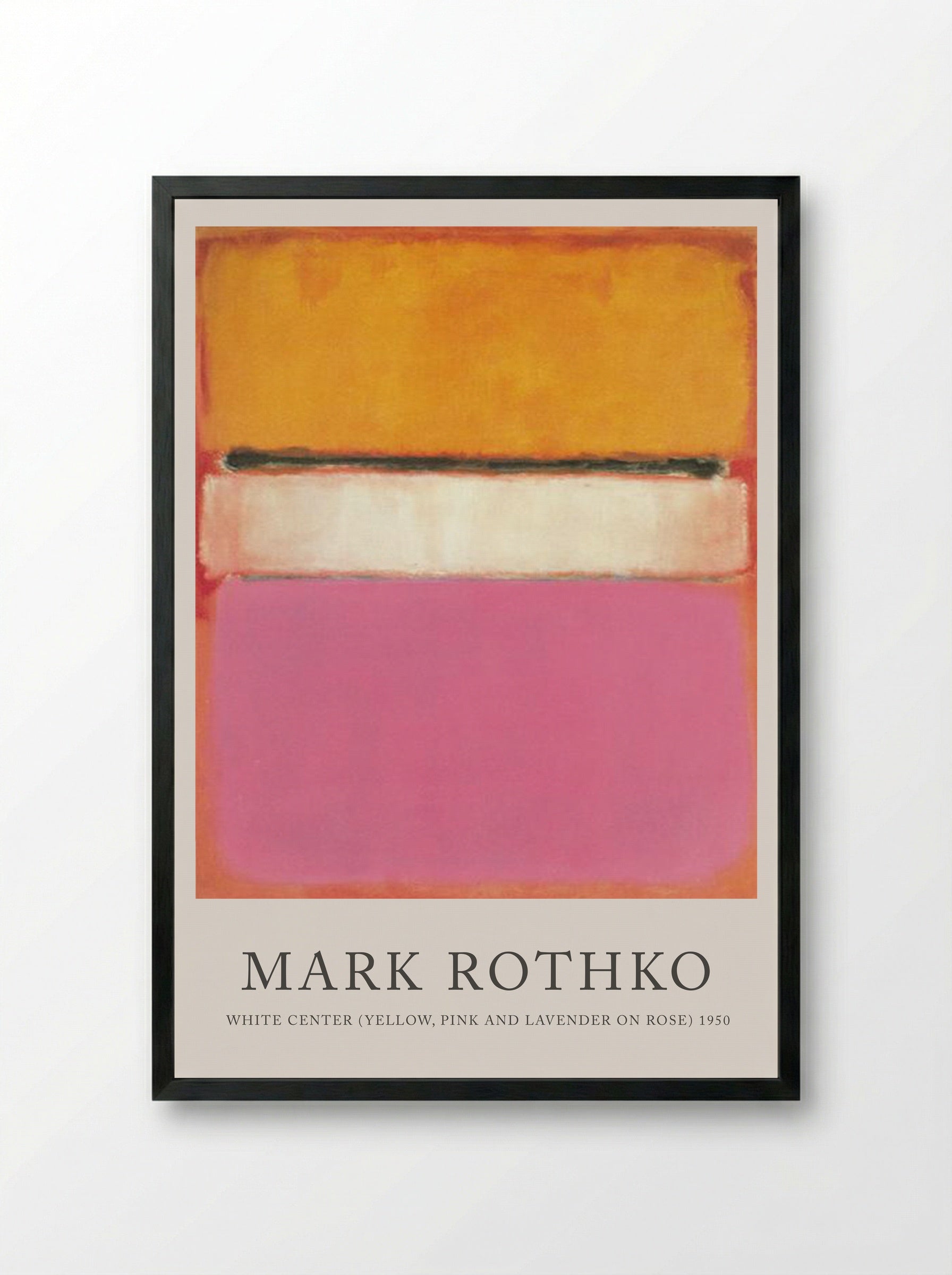 White Center (Yellow, Pink and Lavender on Rose) - Mark Rothko - Framed Print Black