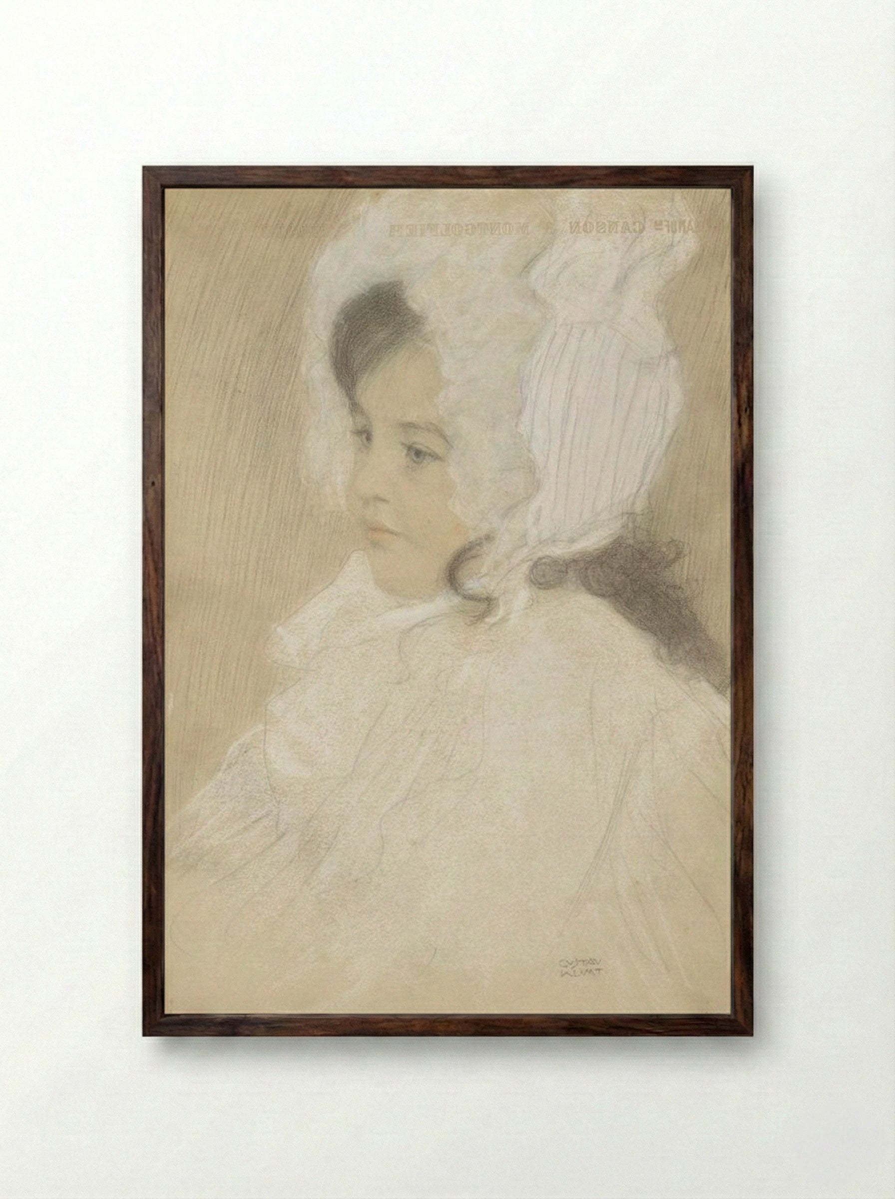 Portrait of a Child, Marie Moll - Gustav Klimt - Framed Print Dark Wood