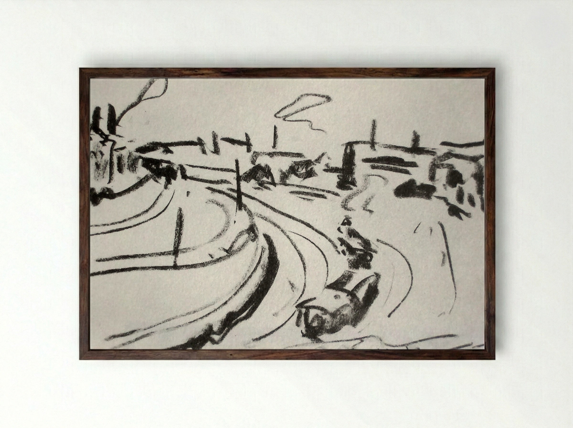 Railway in Dresden - Ernst Ludwig Kirchner - Framed Print Dark Wood