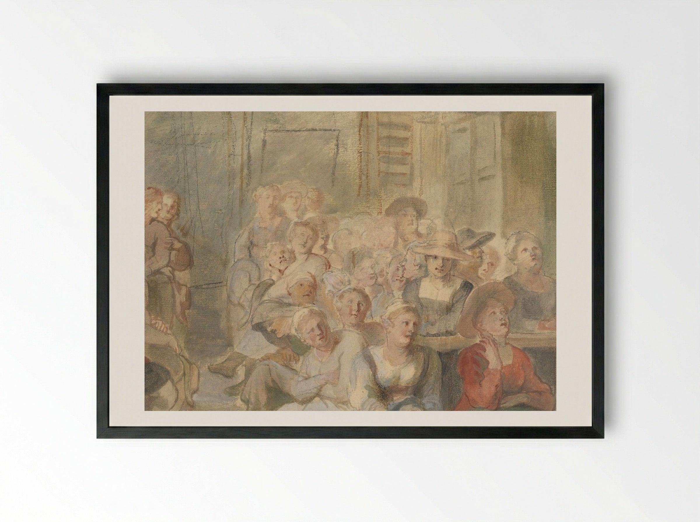 A Sermon in a Village Church - Peter Paul Rubens - Framed Print Black