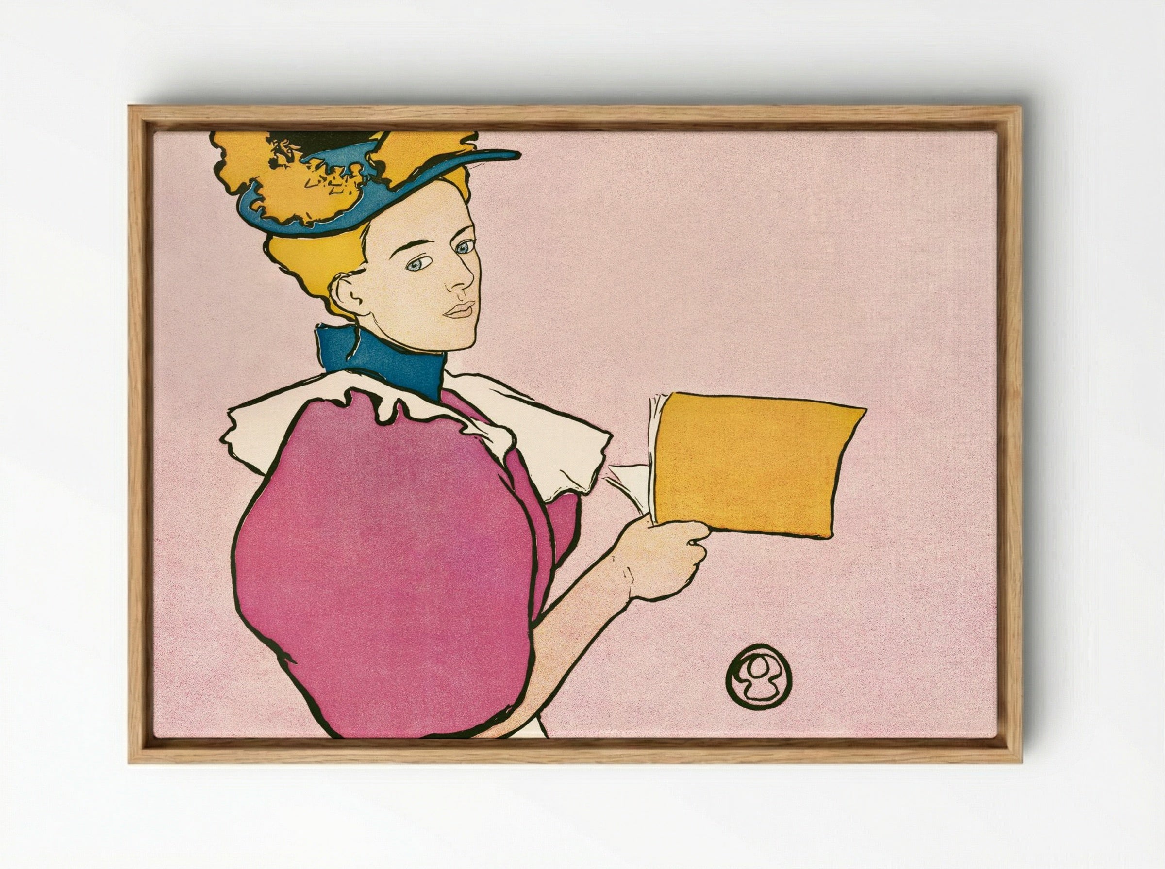 Woman Holding Book - Edward Penfield - Framed Canvas Wood