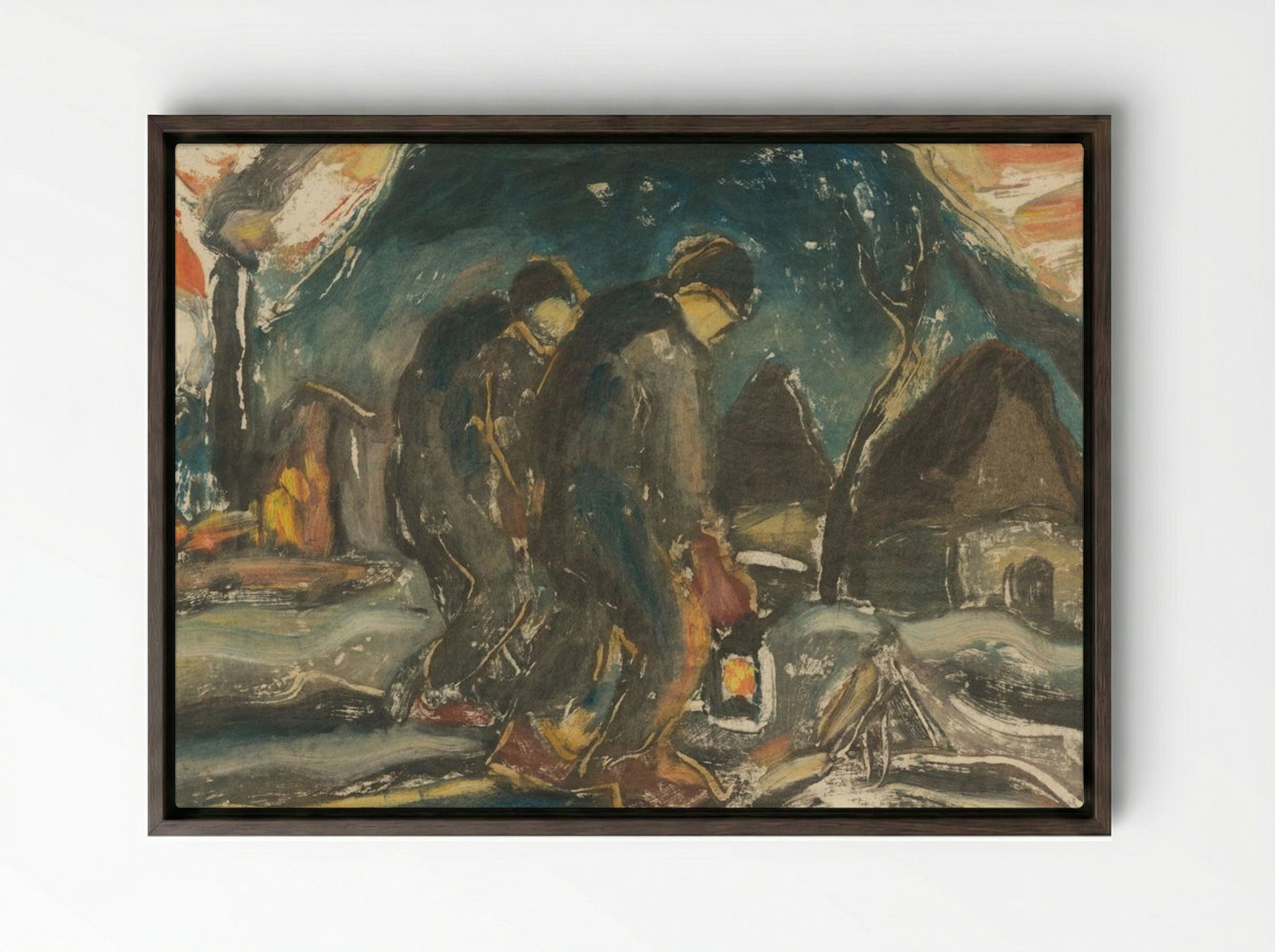 Night Walkers - Zolo Palugyay - Framed Canvas Dark Wood