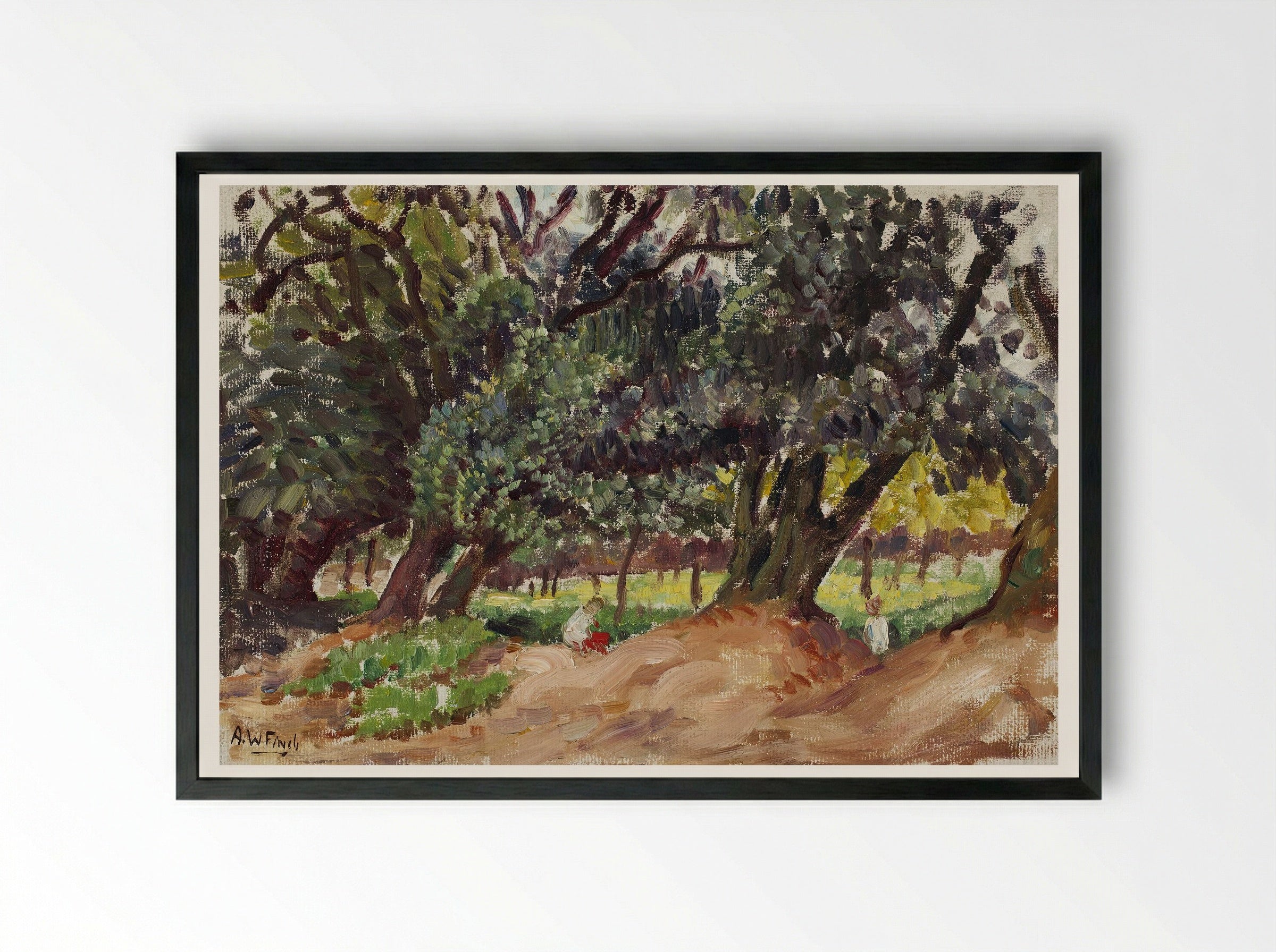 Park Scene, England (Puistokuva Englannista) - Alfred William Finch - Framed Print Black