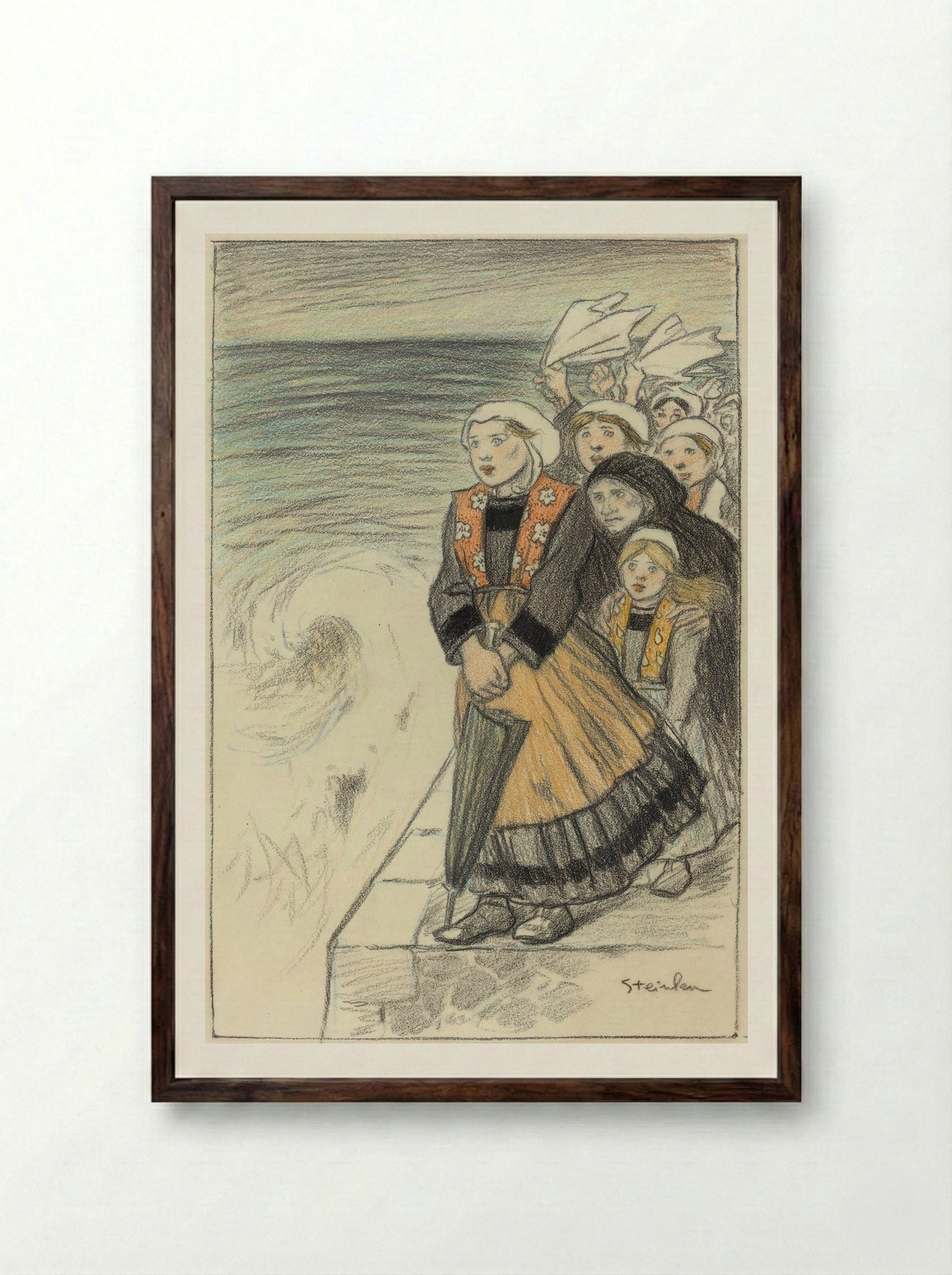 Sailors' Wives - Théophile Alexandre Steinlen - Framed Print Dark Wood