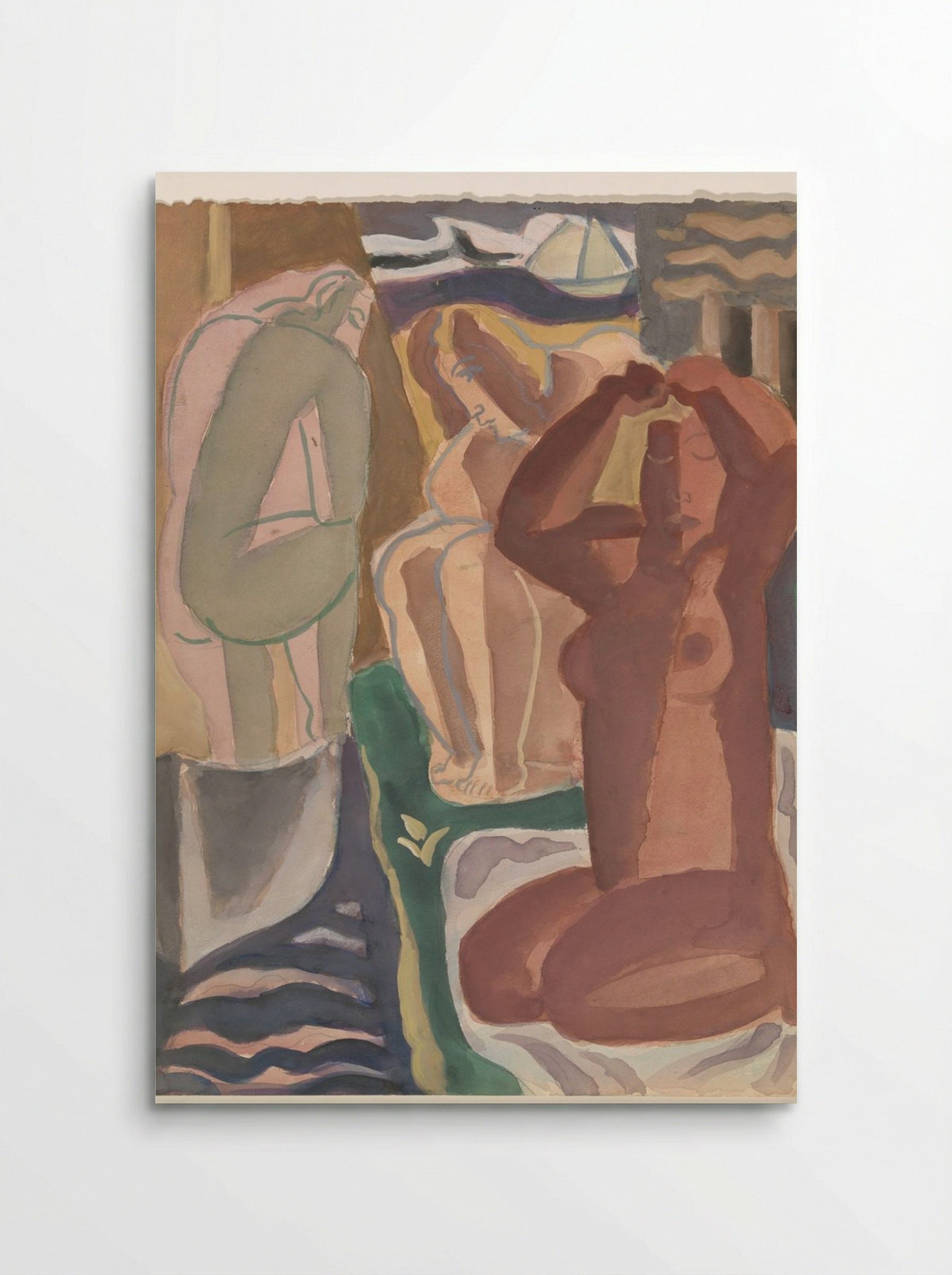 Two Bathing Women and a Figure from the Back - Leo Gestel - Poster
