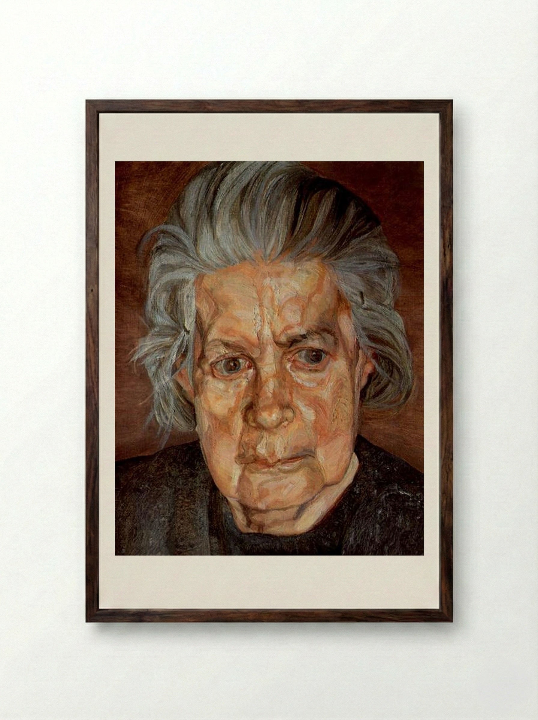 The Painter's Mother II - Lucian Freud - Framed Print Dark Wood