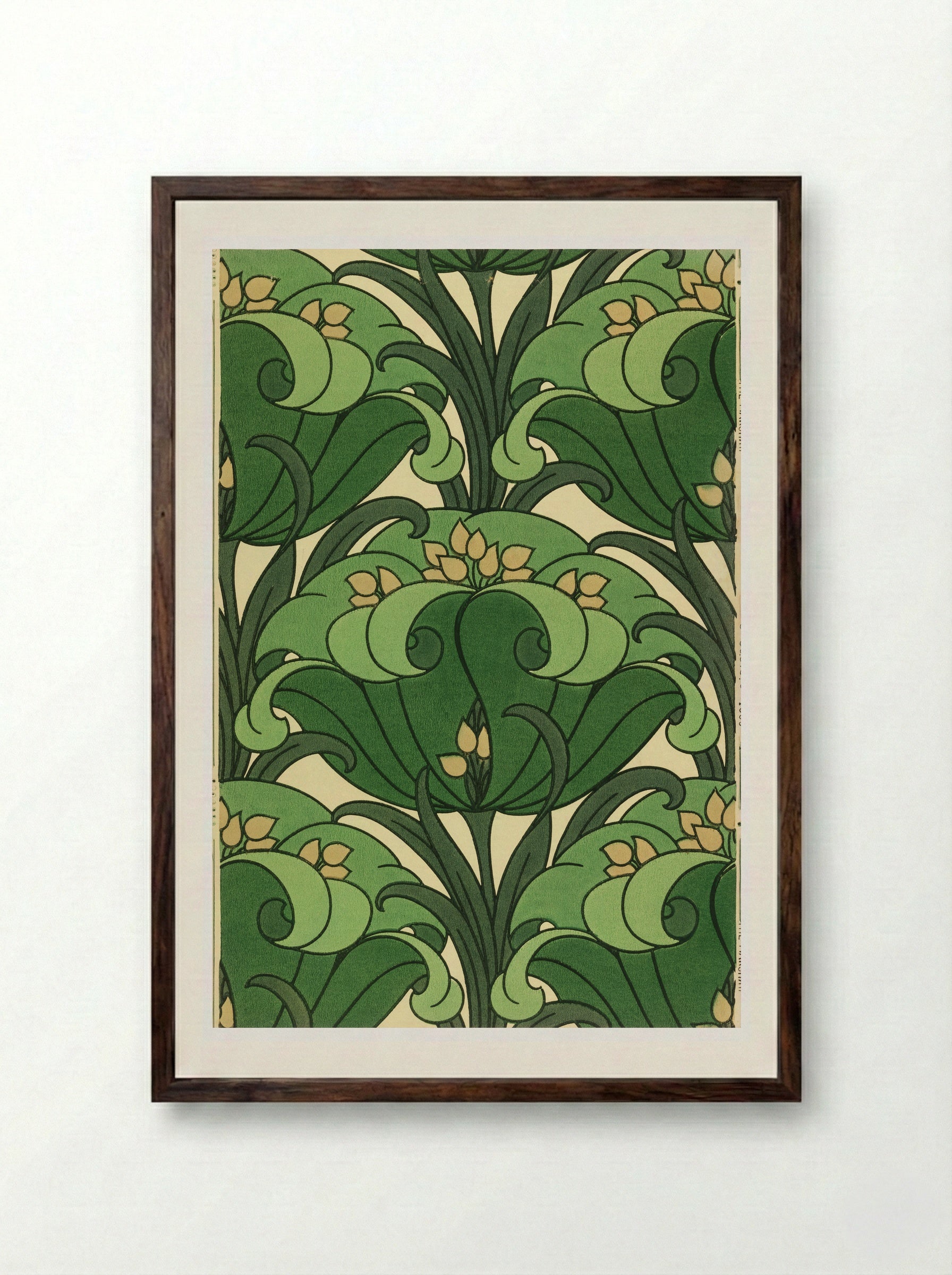 Floral Sidewall Design - William Morris - Framed Print Dark Wood