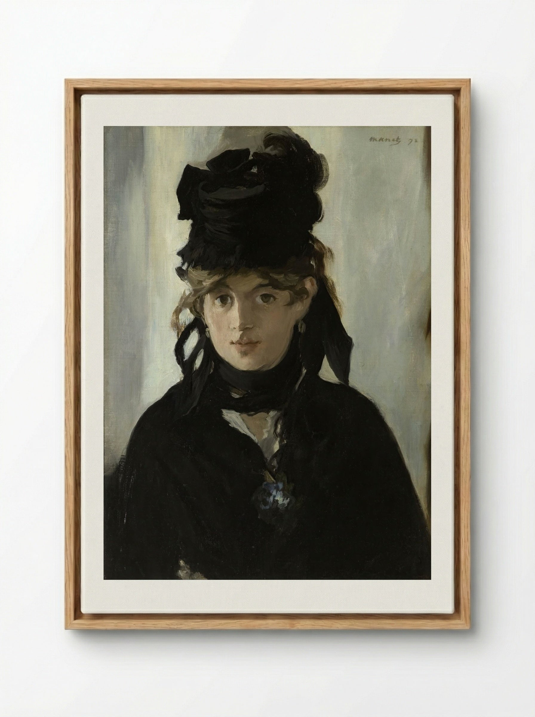 Berthe Morisot With a Bouquet of Violets - Édouard Manet - Framed Canvas Wood