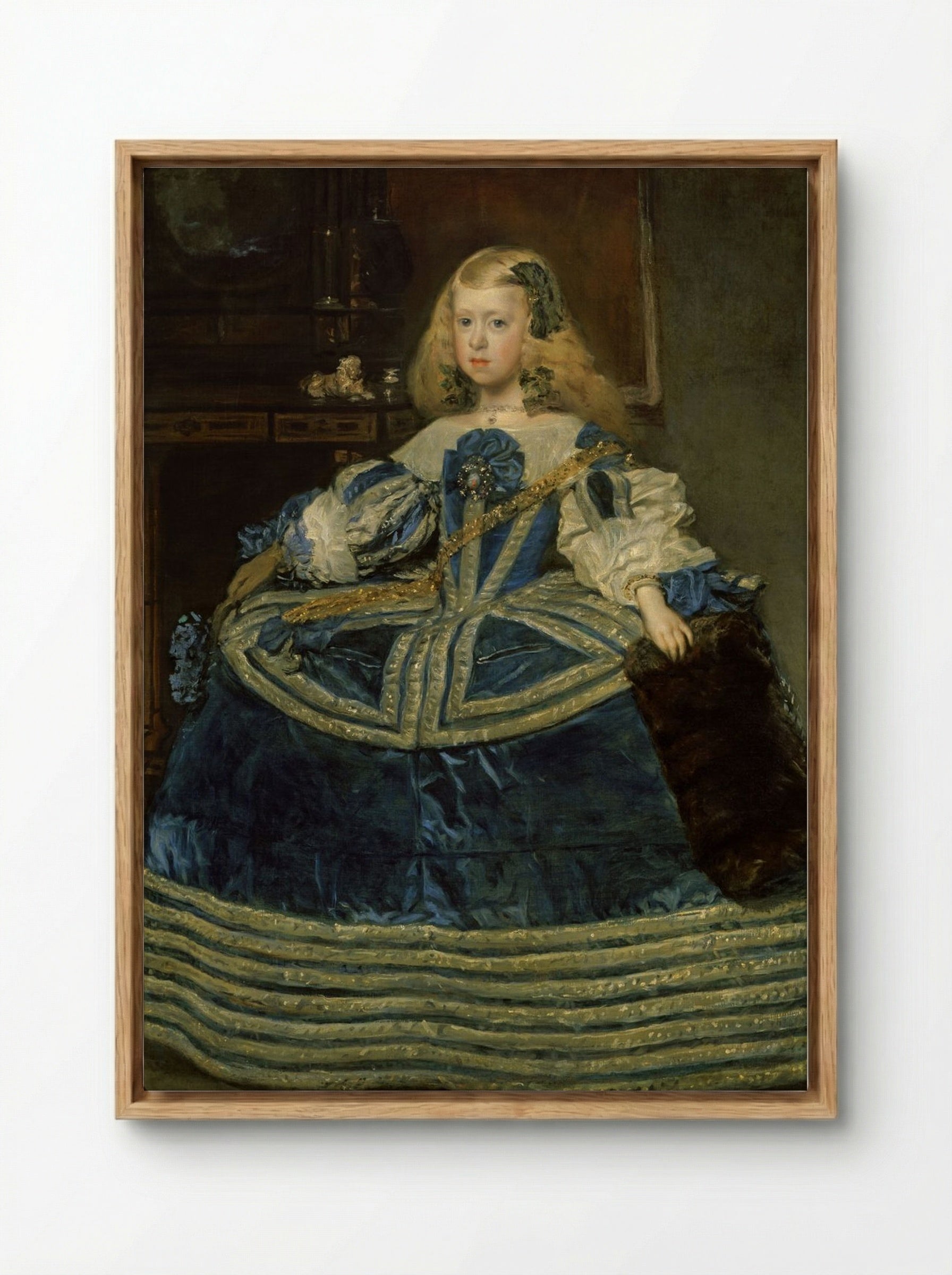 Infanta Margarita Teresa in a Blue Dress - Diego Velázquez - Framed Canvas Wood