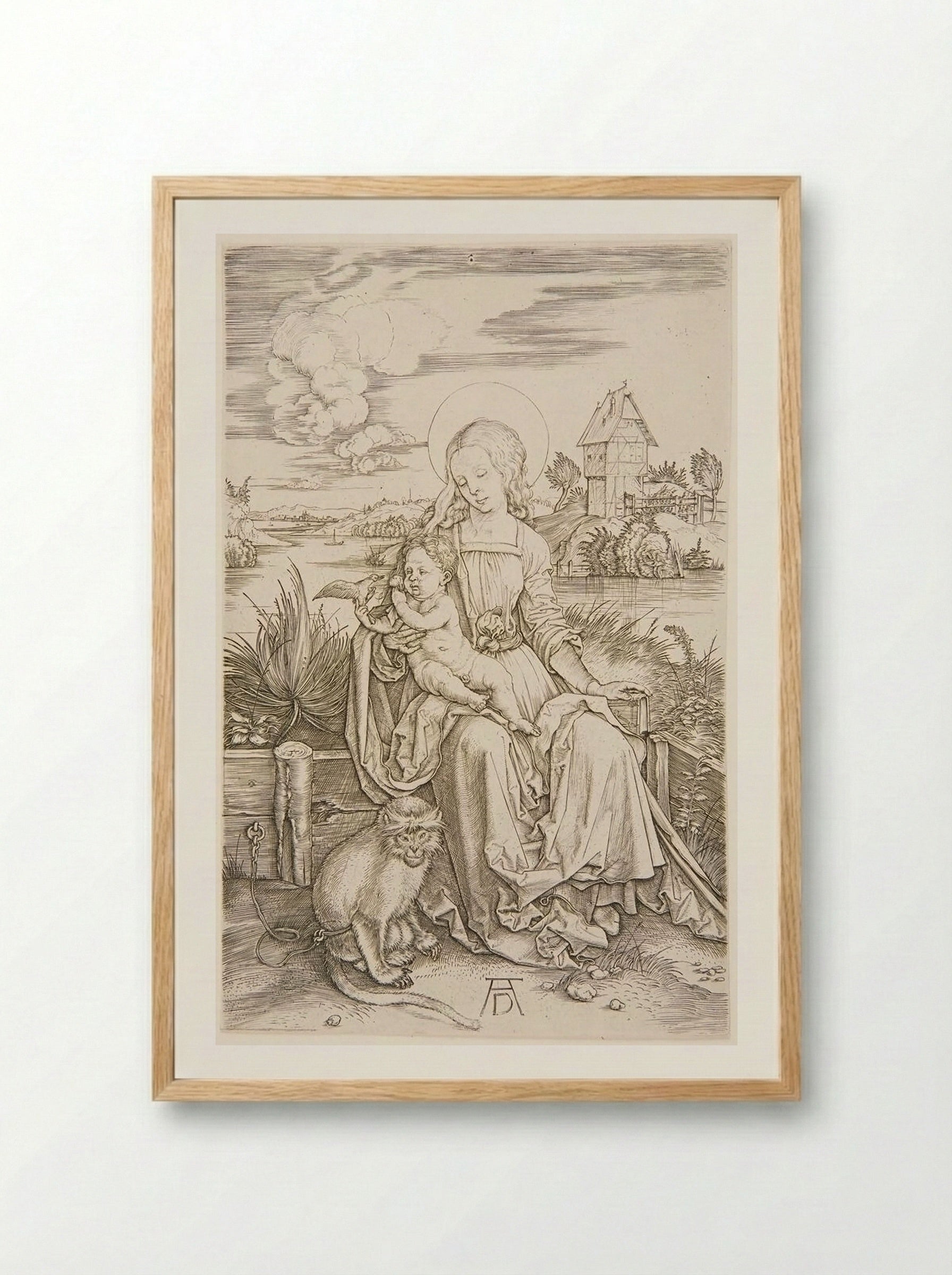 Virgin with the Monkey - Albrecht Dürer - Framed Print Wood