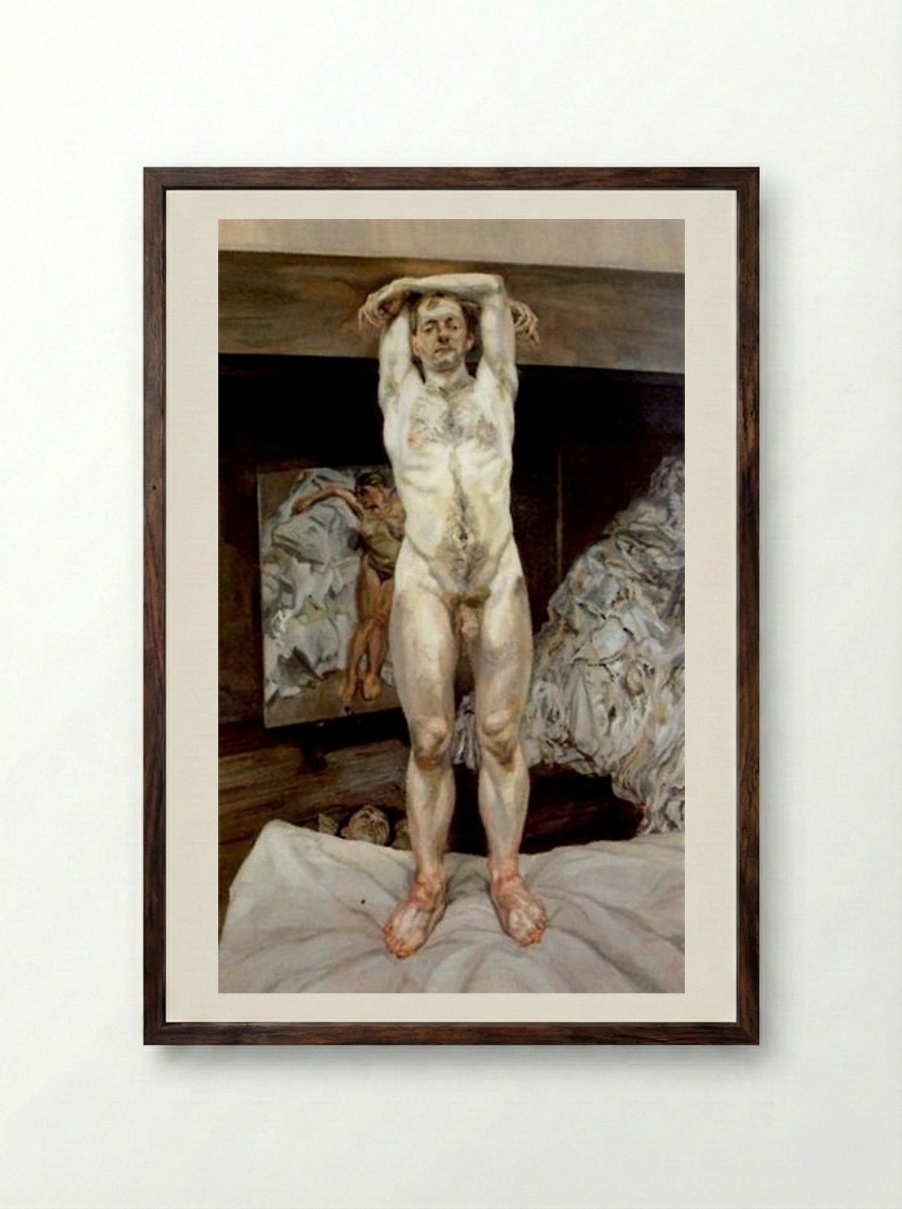 Two Men in the Studio (Lucian Freud) - Lucian Freud - Framed Print Dark Wood
