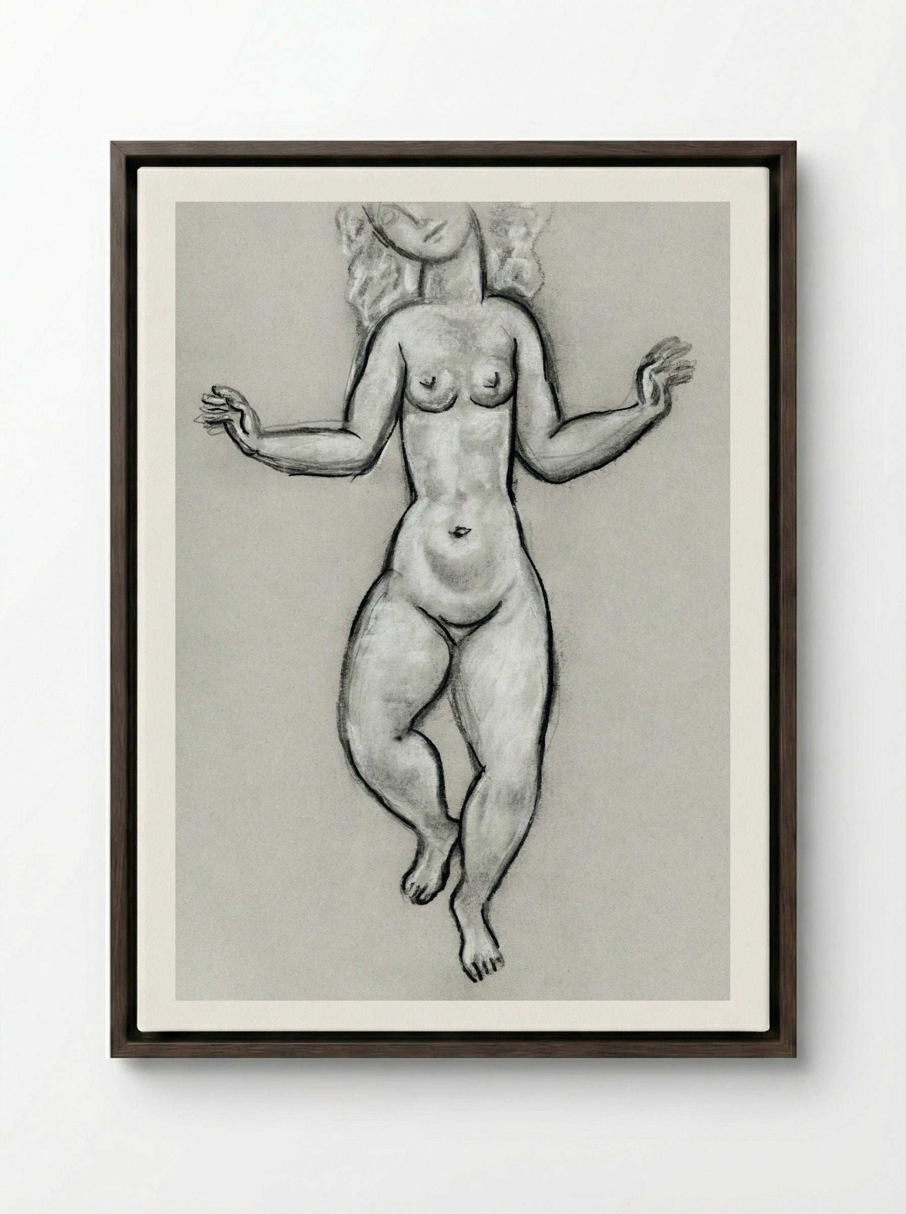 Dancing Naked Woman - Leo Gestel - Framed Canvas Dark Wood