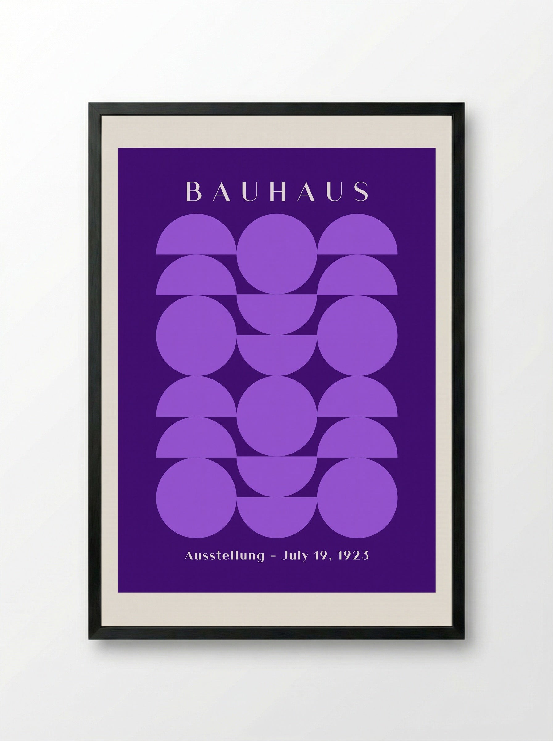 Bauhaus Symmetry in Violet - Geometric Poster - Framed Print Black