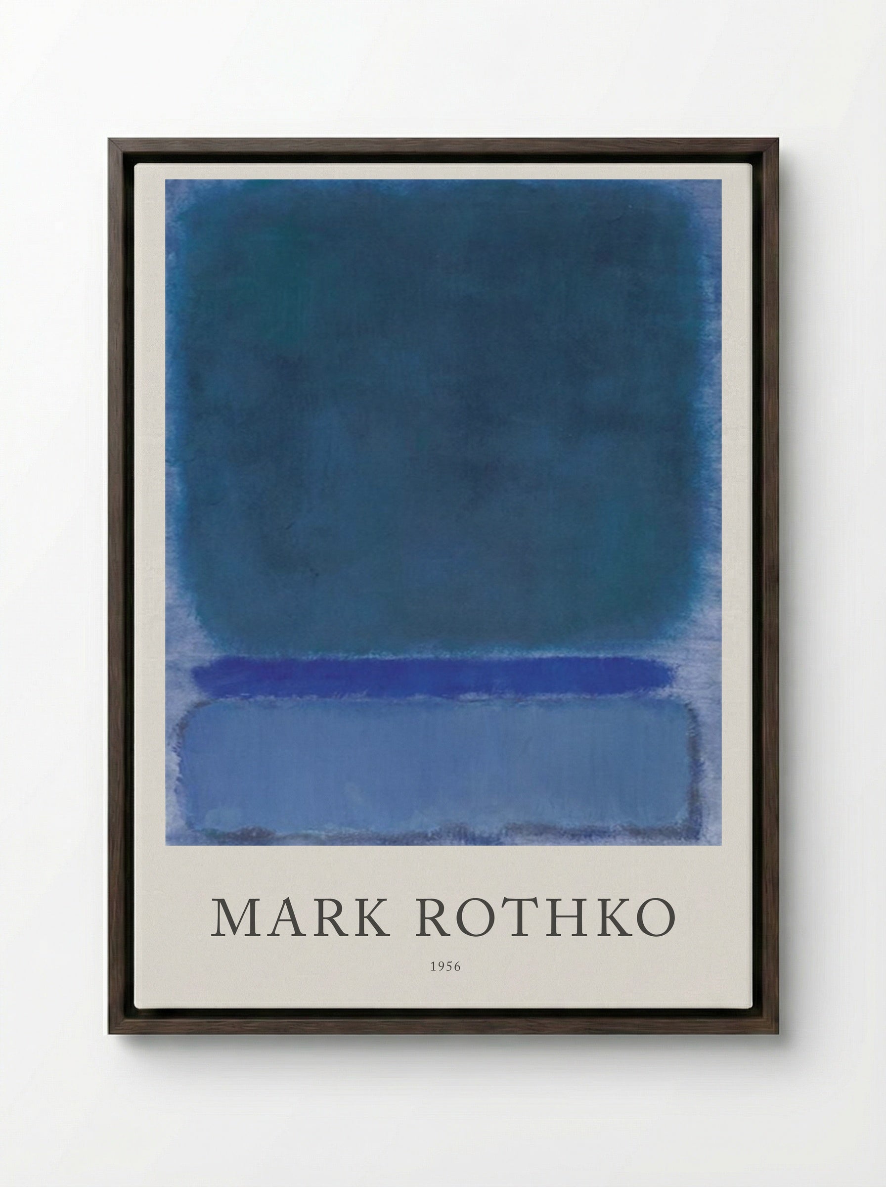 Untitled (Blue, Green and Blue) - Mark Rothko - Framed Canvas Dark Wood