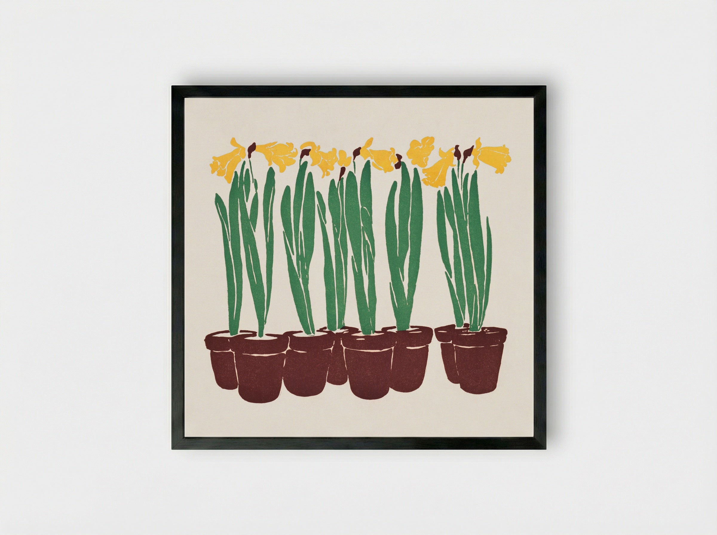 Daffodils in Pots - Edward Penfield - Framed Print Black