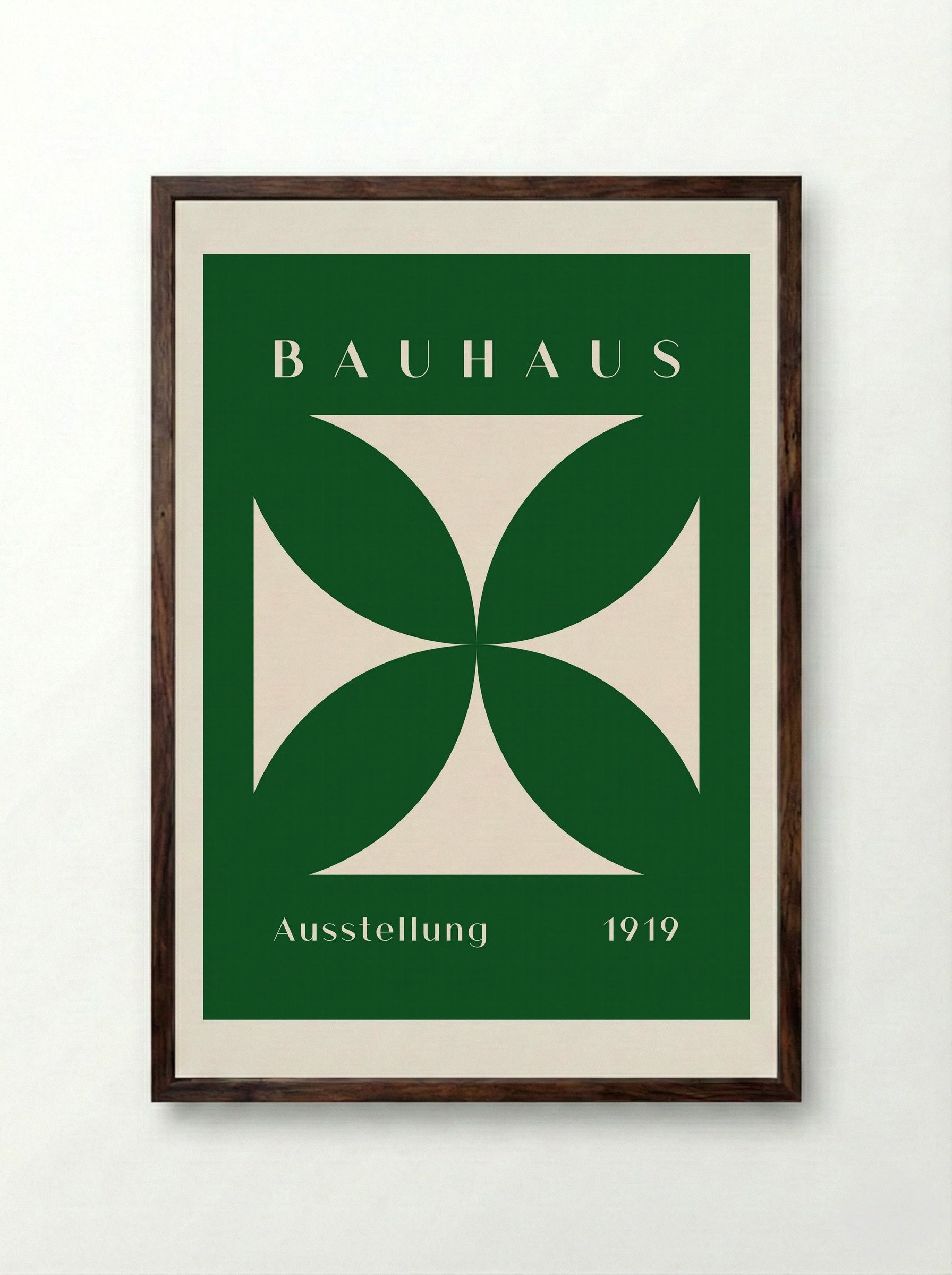 Bauhaus Green Crossform 1919 - Framed Print Dark Wood