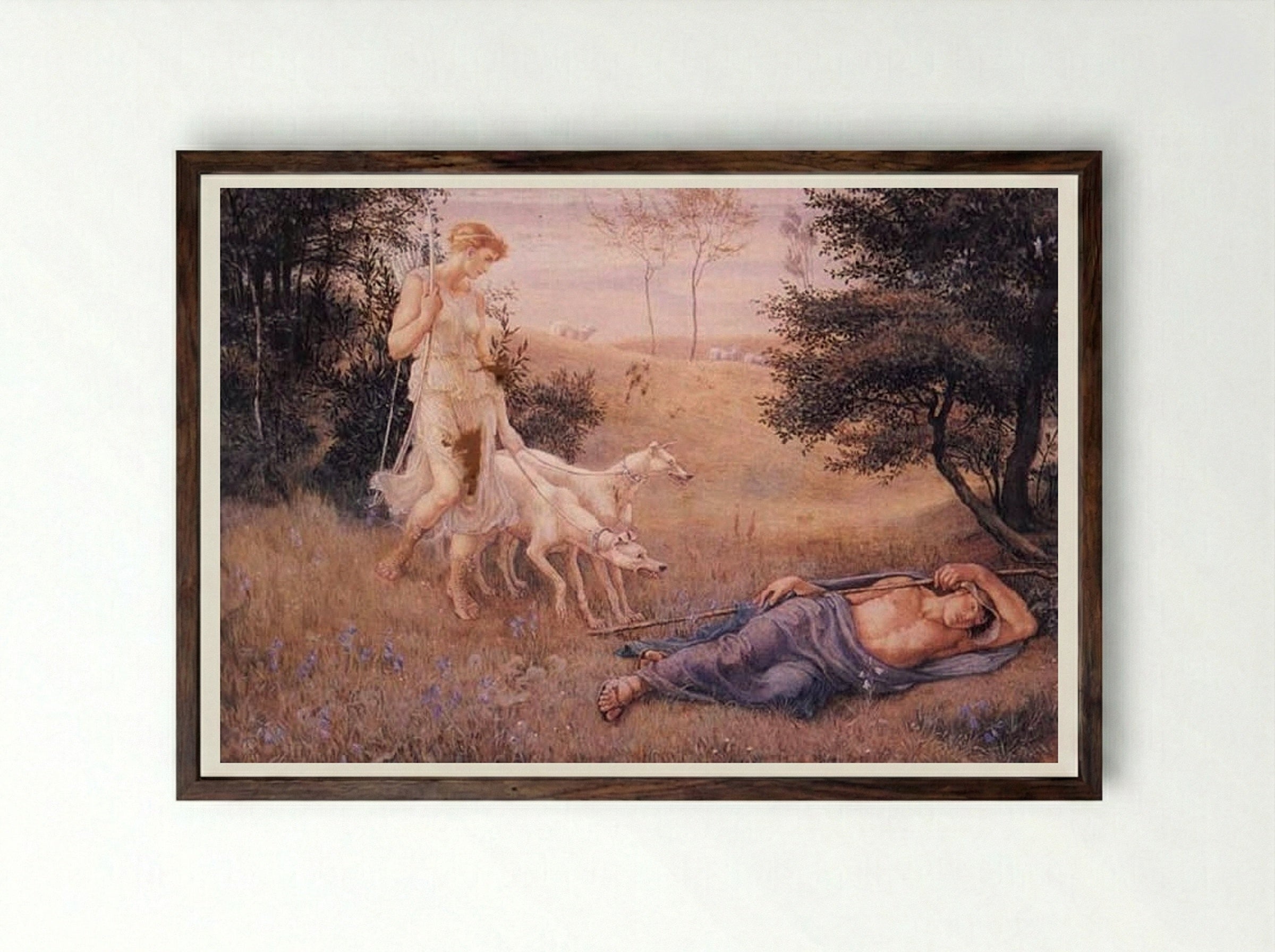 Diana and Endymion - Walter Crane - Framed Print Dark Wood