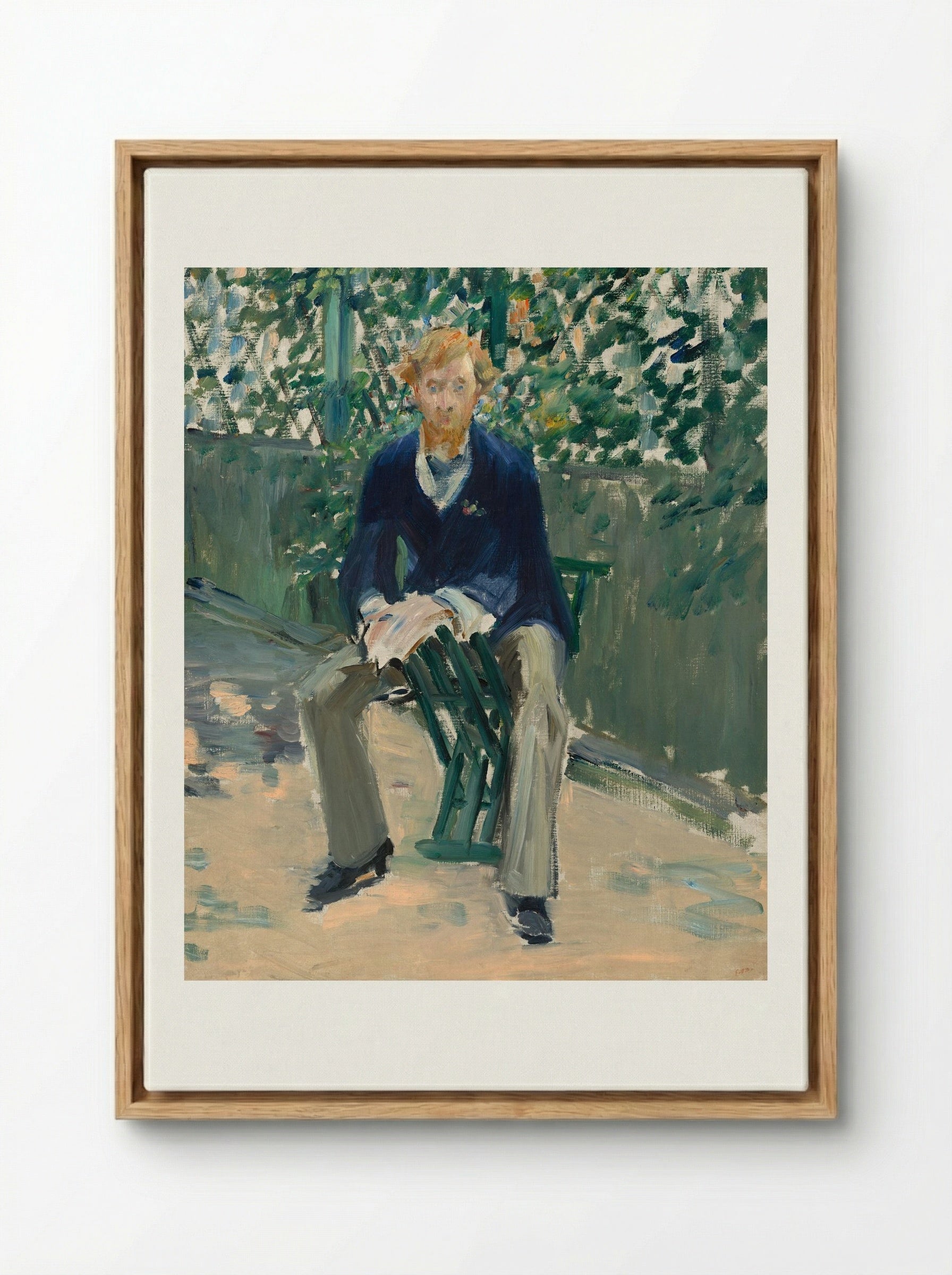 George Moore in the Artist's Garden - Édouard Manet - Framed Canvas Wood