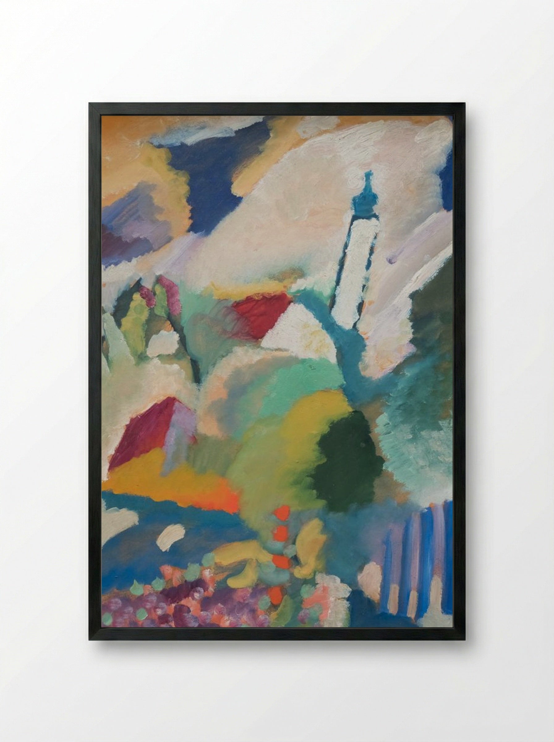 Murnau with Church - Wassily Kandinsky - Framed Print Black