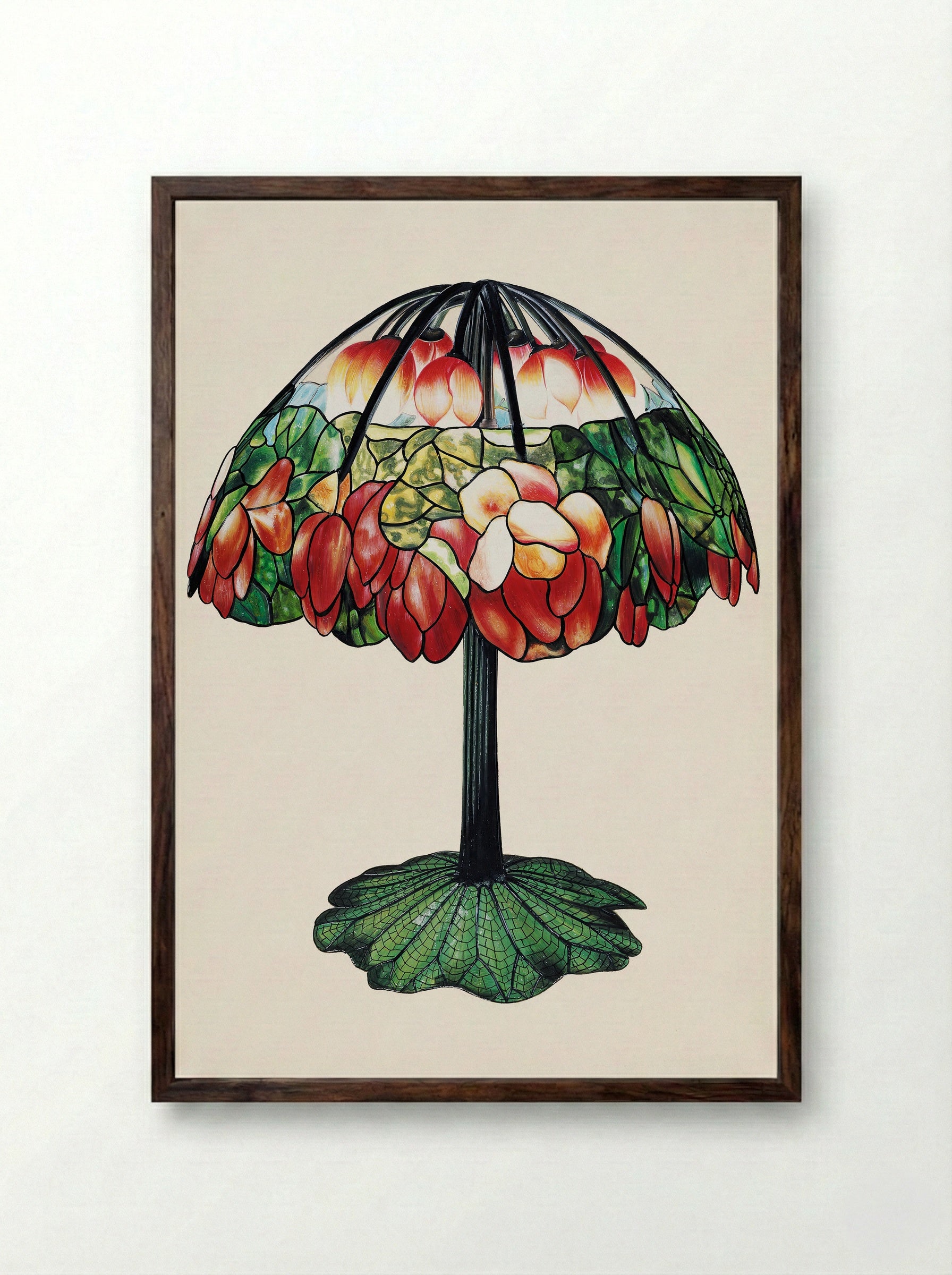 Design for a Lamp - Louis Comfort Tiffany - Framed Print Dark Wood