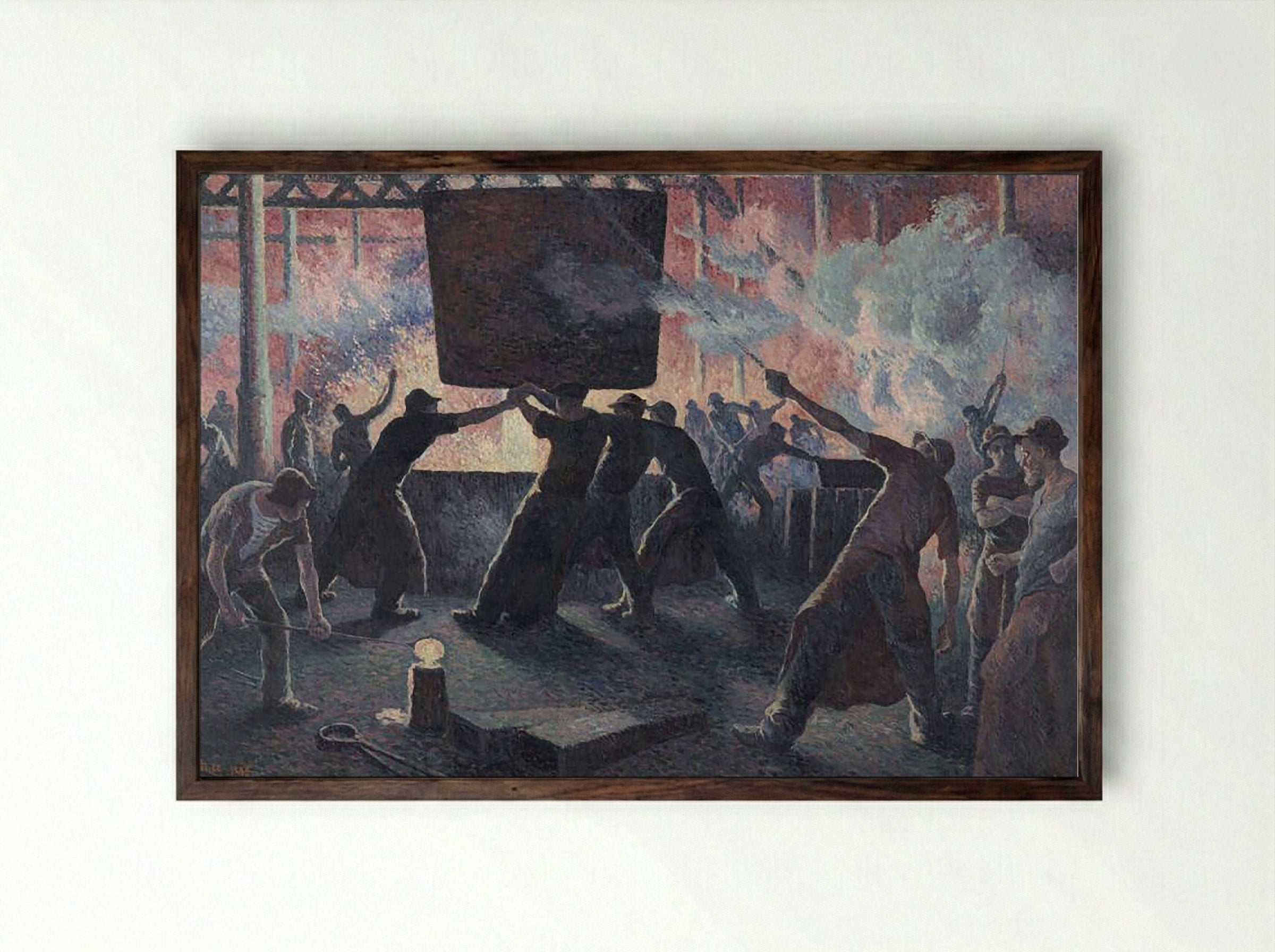 The Iron Foundry - Maximilien Luce - Framed Print Dark Wood