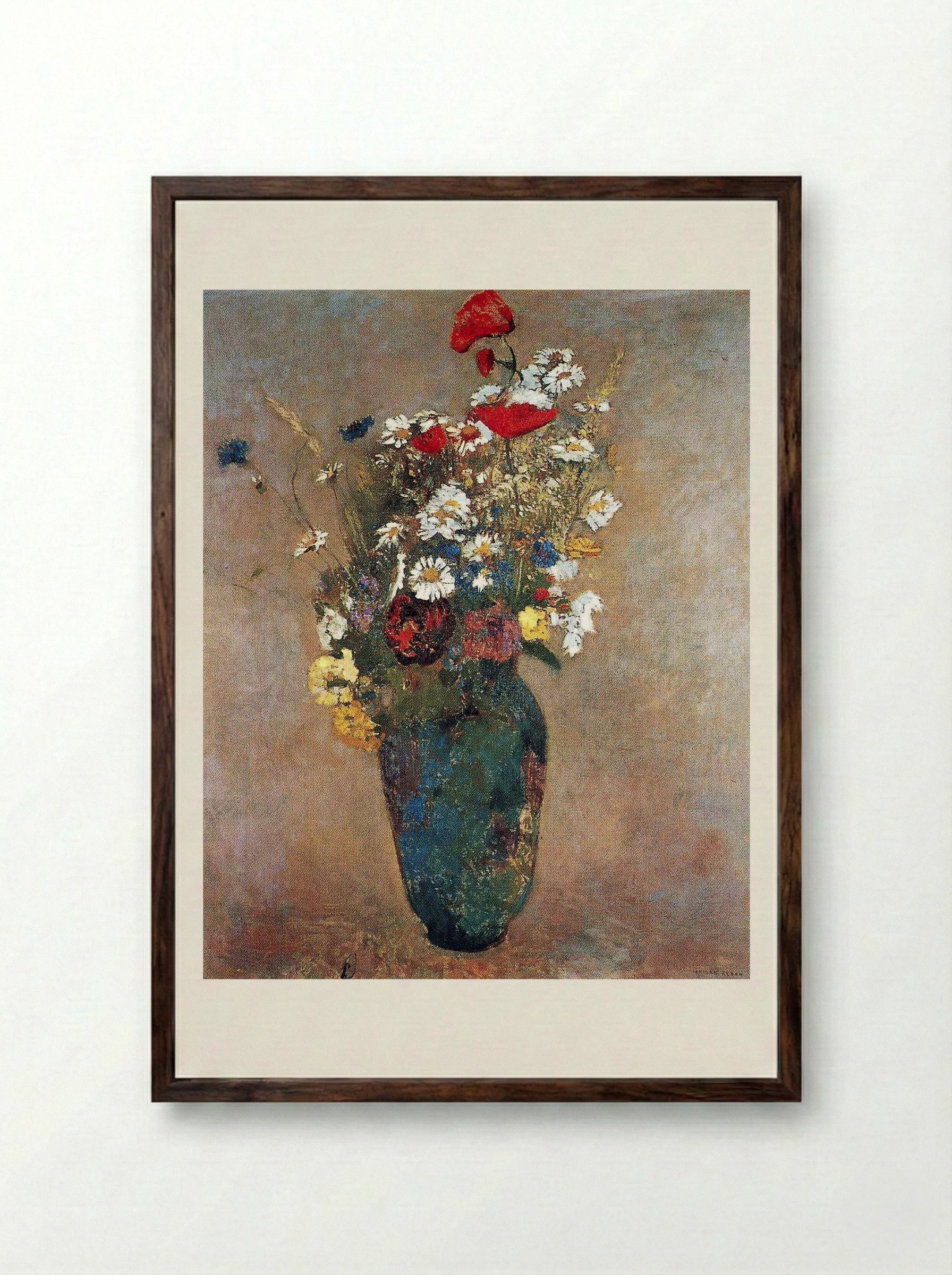 Vase of Flowers - Odilon Redon - Framed Print Dark Wood
