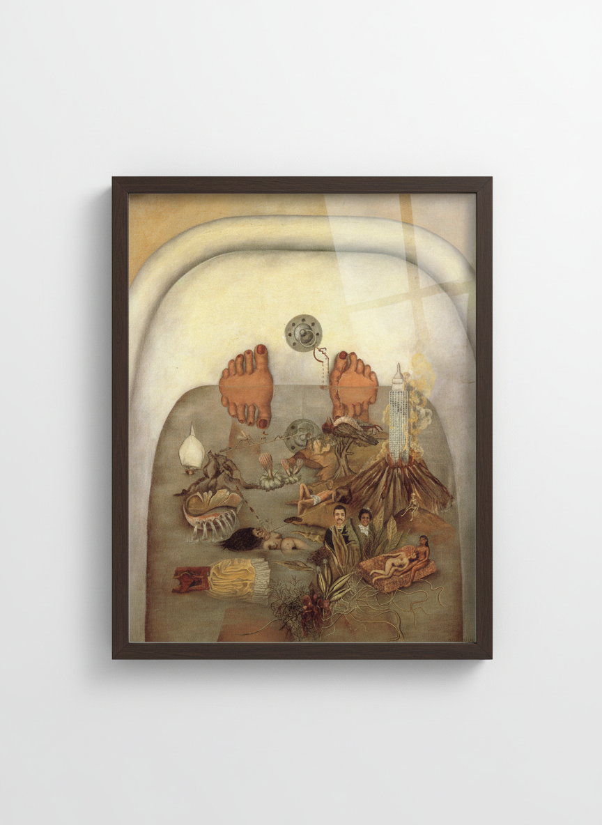 What the Water Gave Me - Frida Kahlo - Framed Print Dark Wood