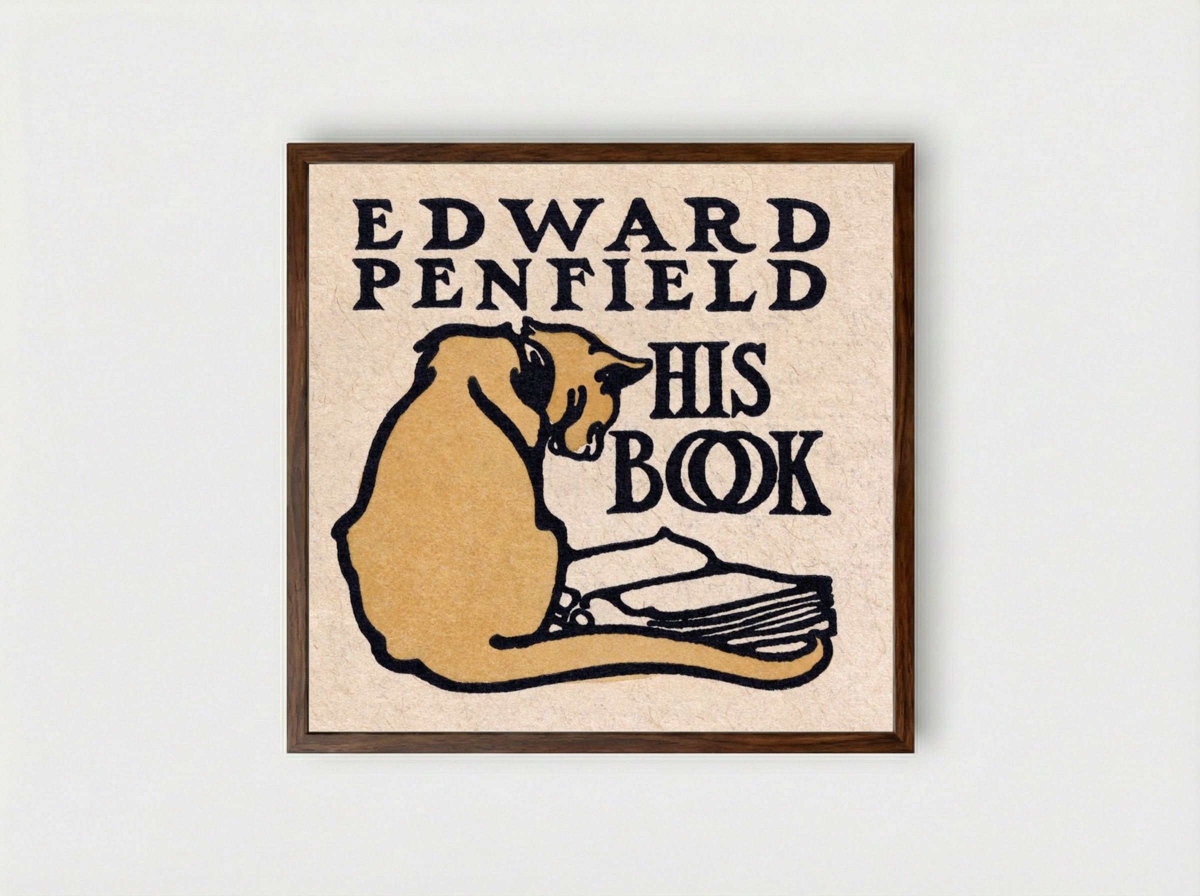 His Book - Edward Penfield - Framed Print Dark Wood
