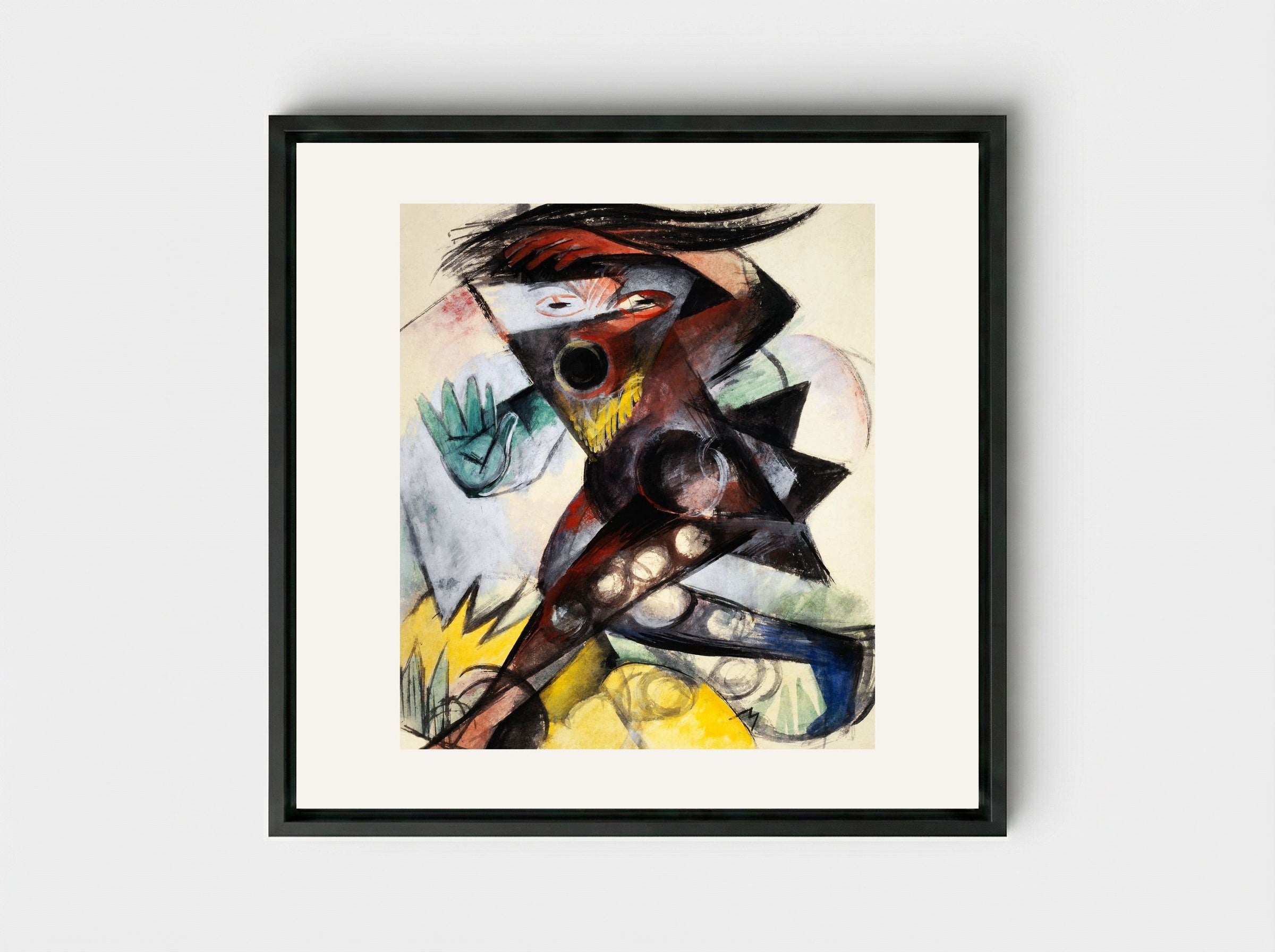 Caliban, Figurine for 'The Tempest' - Franz Marc - Framed Canvas Black