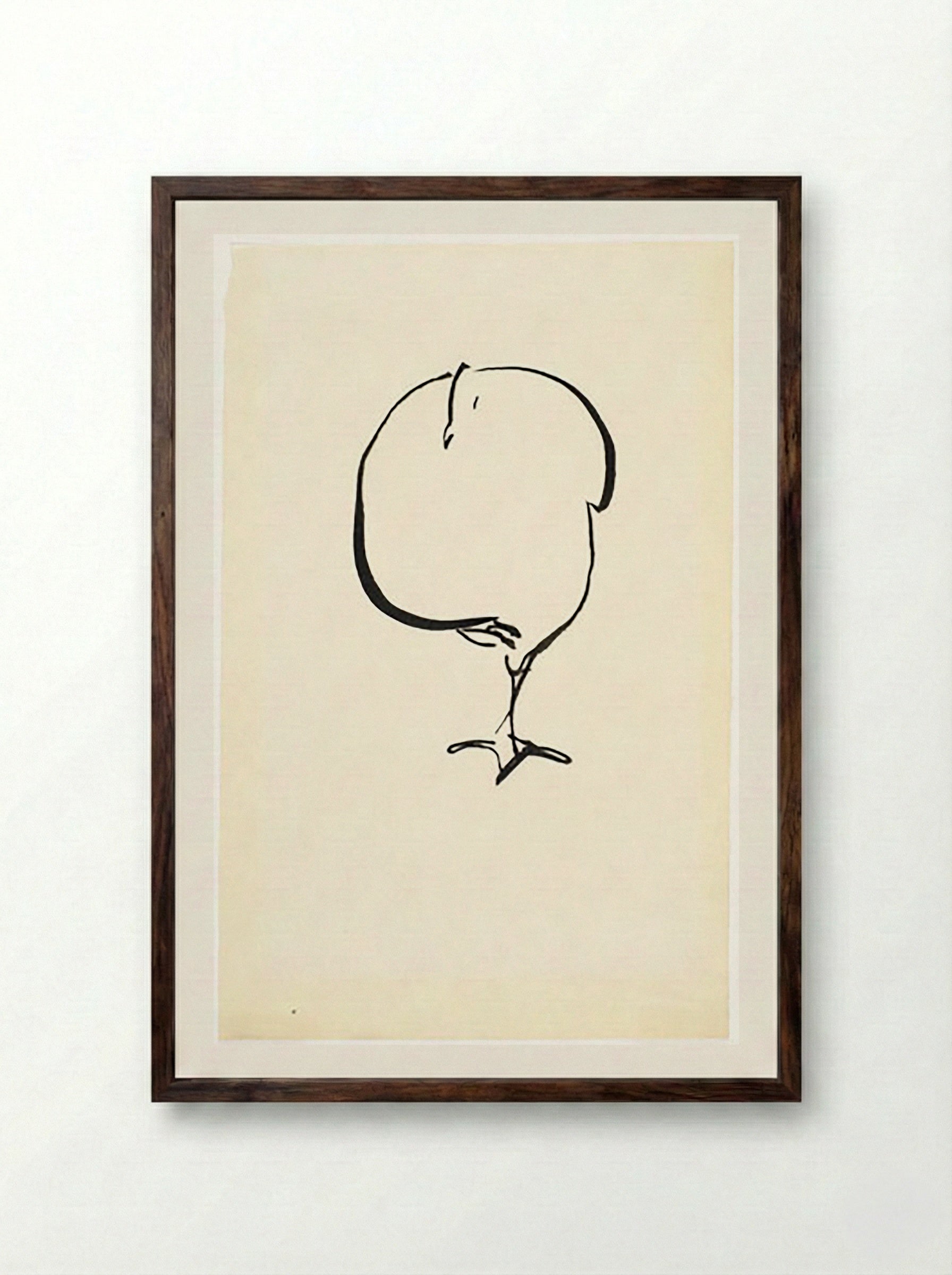 Standing Bird, Front View - Fine Art Print - Framed Print Dark Wood