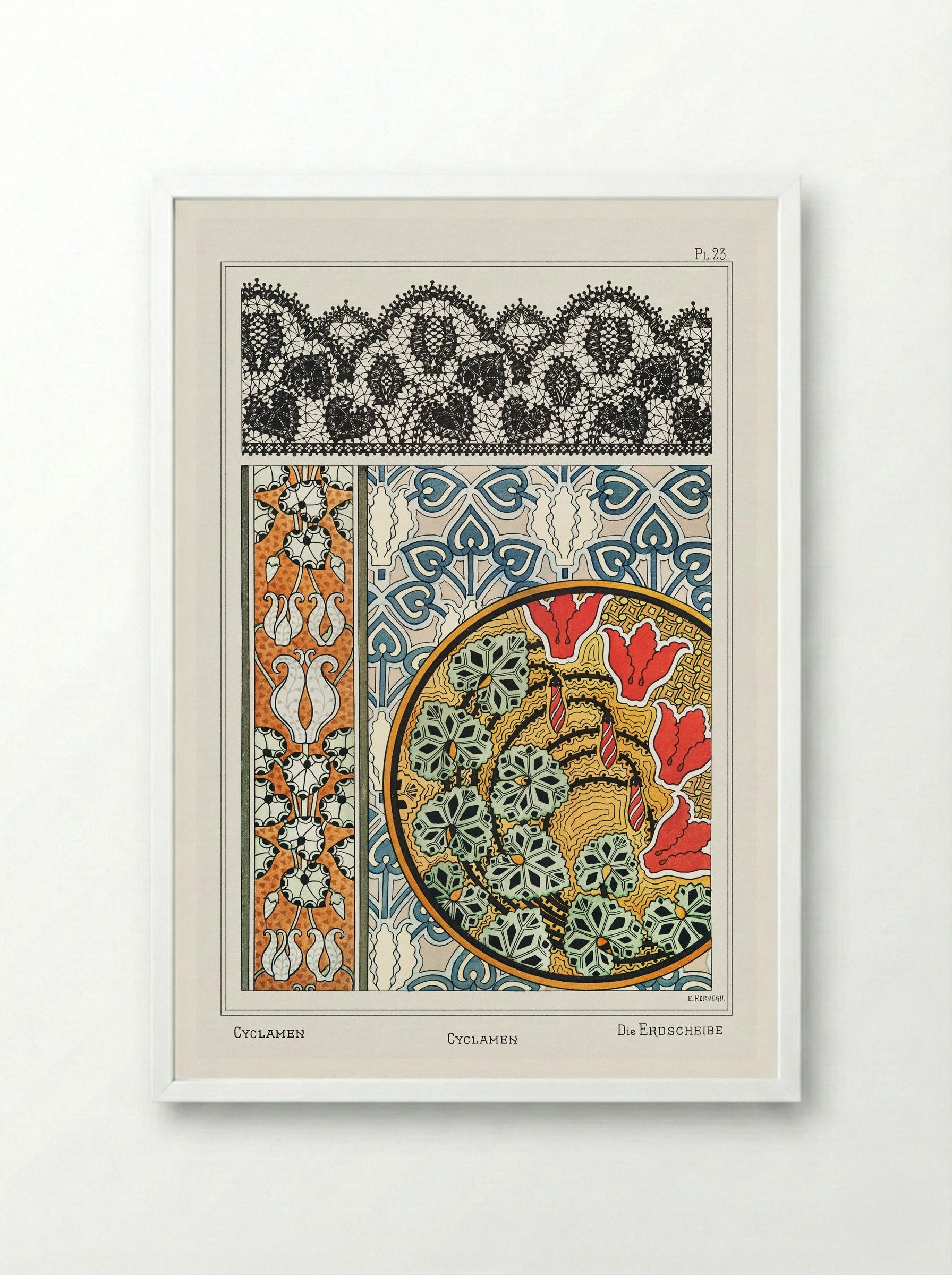 Cyclamen, from 'La Plante et ses Applications ornementales' - Maurice Pillard Verneuil - Framed Print White