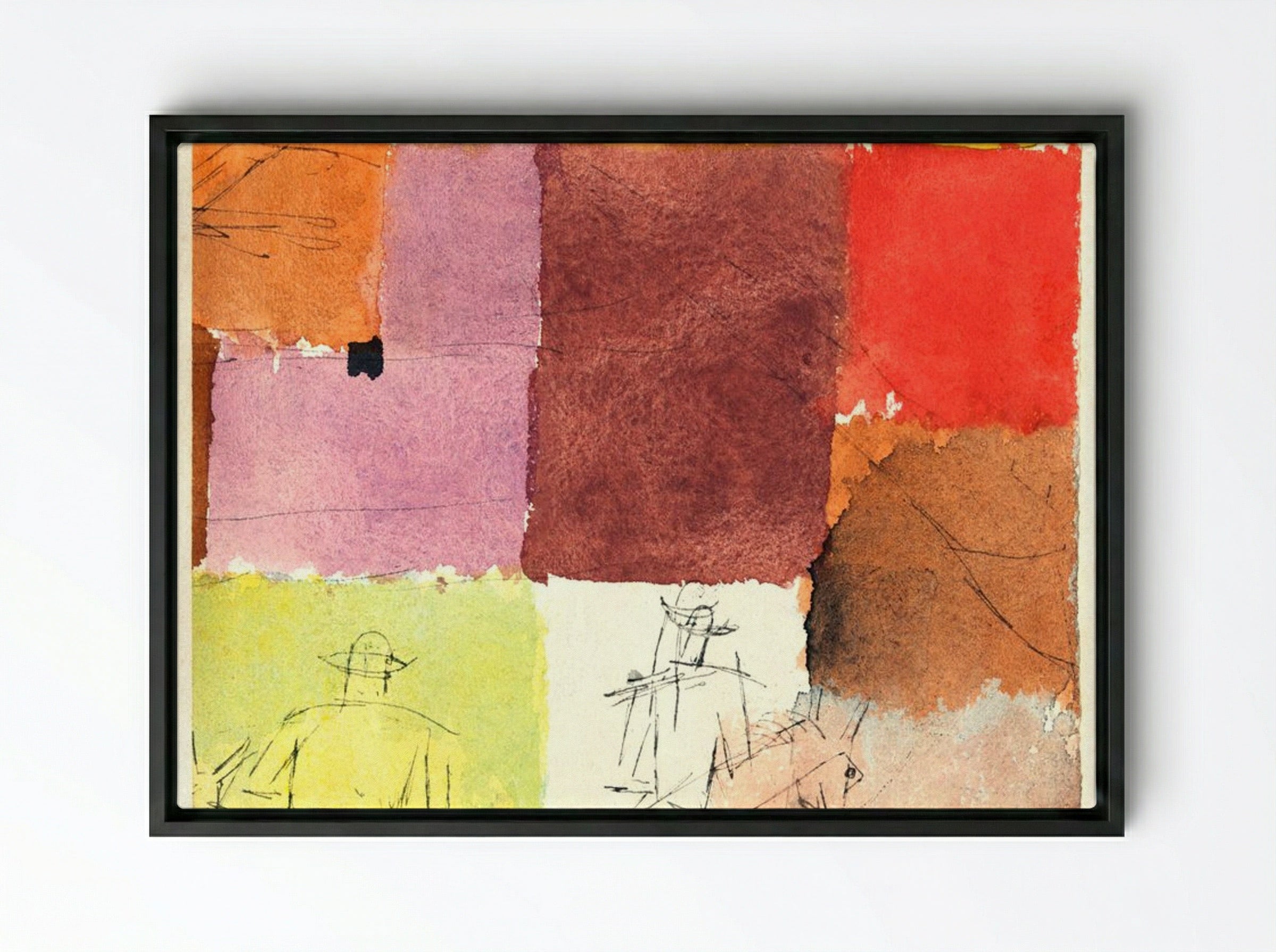 Composition with Figures - Paul Klee - Framed Canvas Black